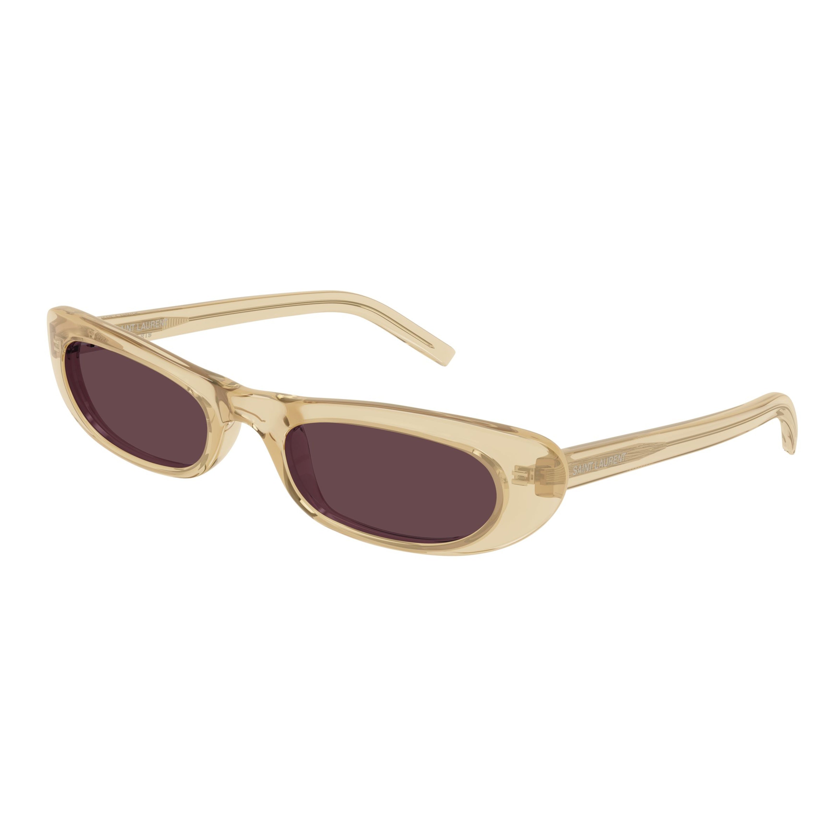 Translucent Beige Acetate Sunglasses with Rich Burgundy Lenses