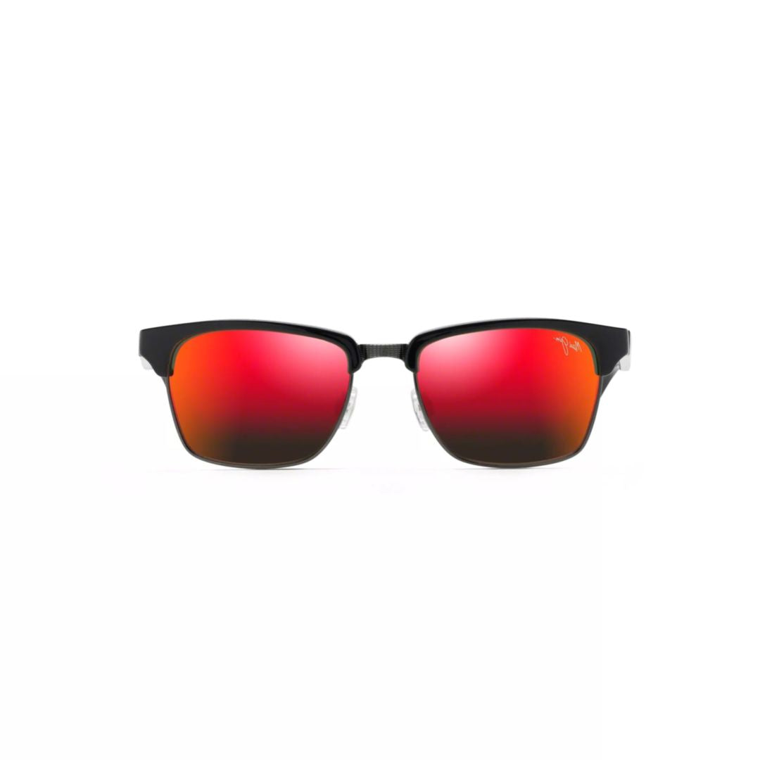 Kawika Semi-Rimless Sunglasses with Red Mirrored Lenses