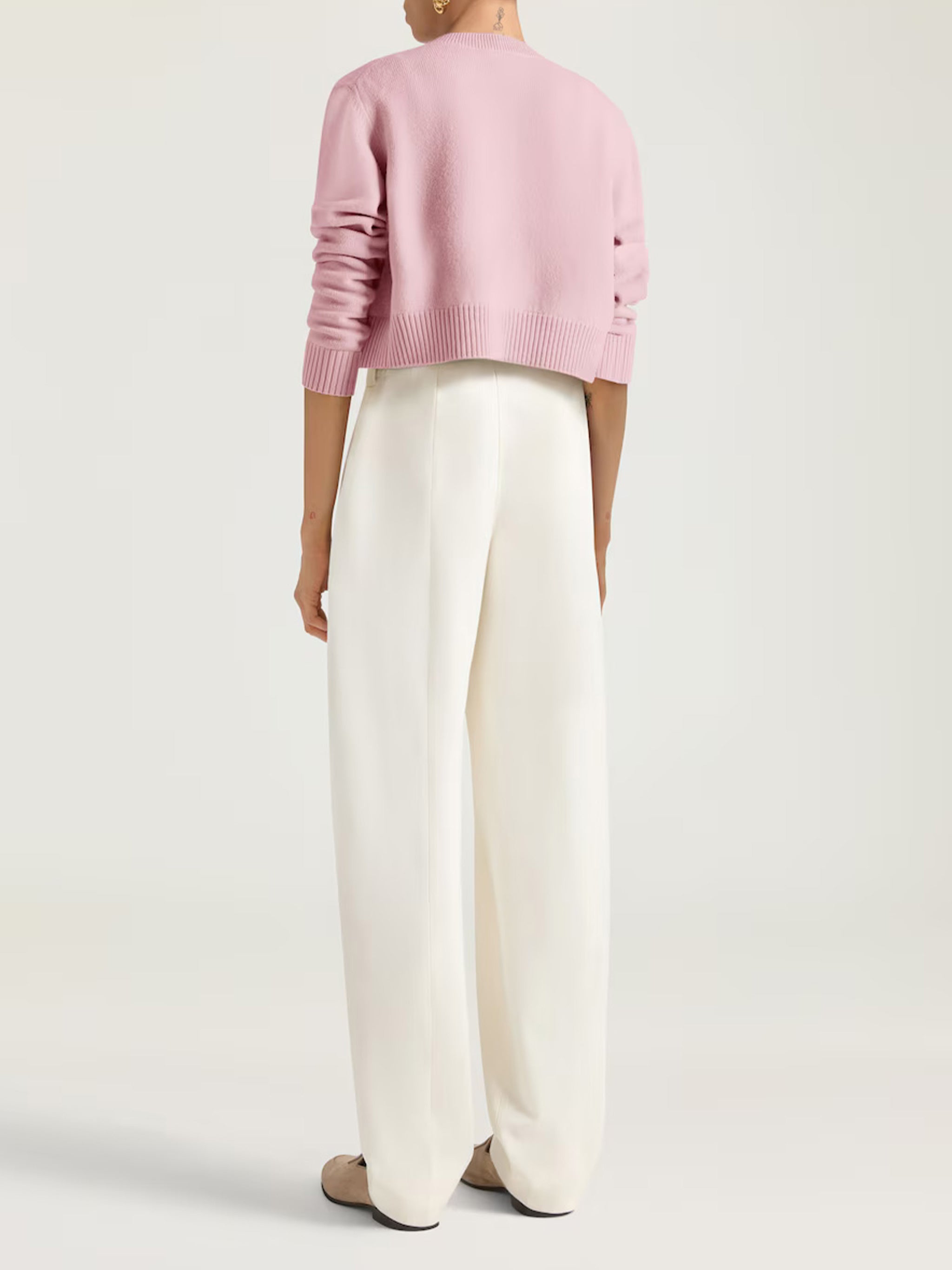 Short Crew Neck Cropped Grey Cardigan