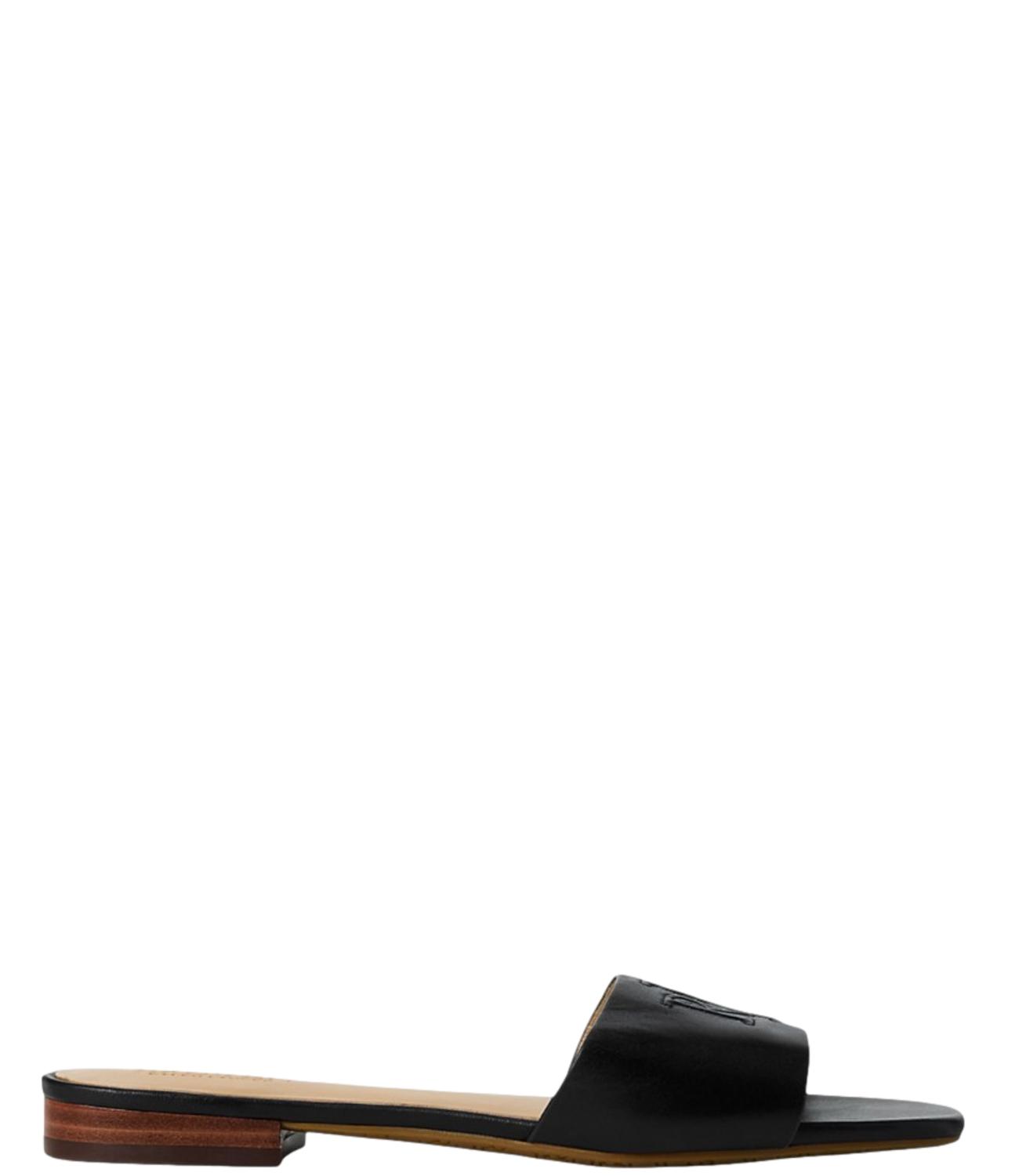 Everley Slide Sandals – Black Leather