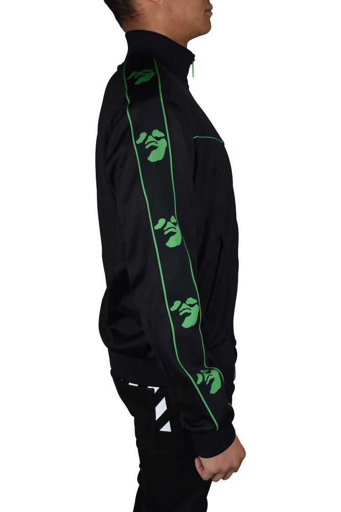 High-Collar Nylon Waistcoat With Green Logo Accents