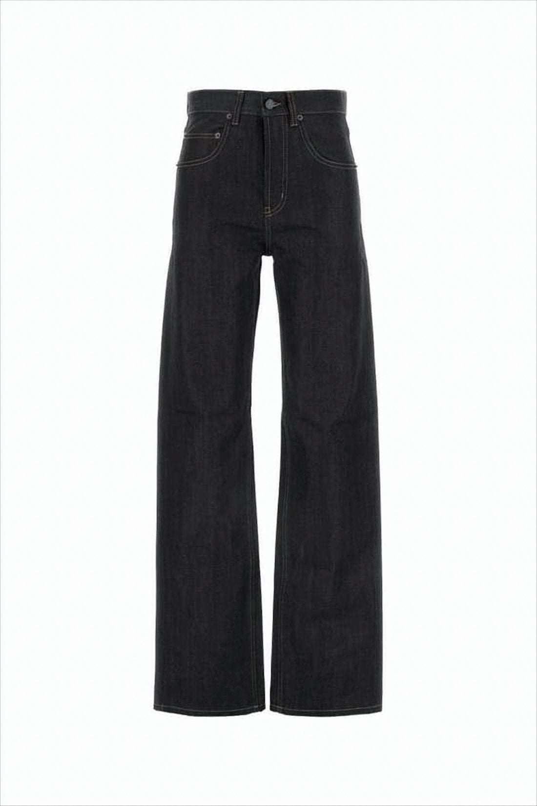 Wide-Leg Denim Pants with High Waist