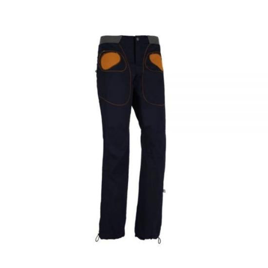 Straight Fit Casual Pants With Contrasting Orange Patches