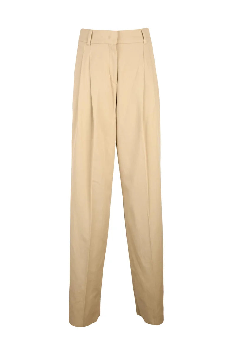 Ezio Wide Leg Trousers - Beige