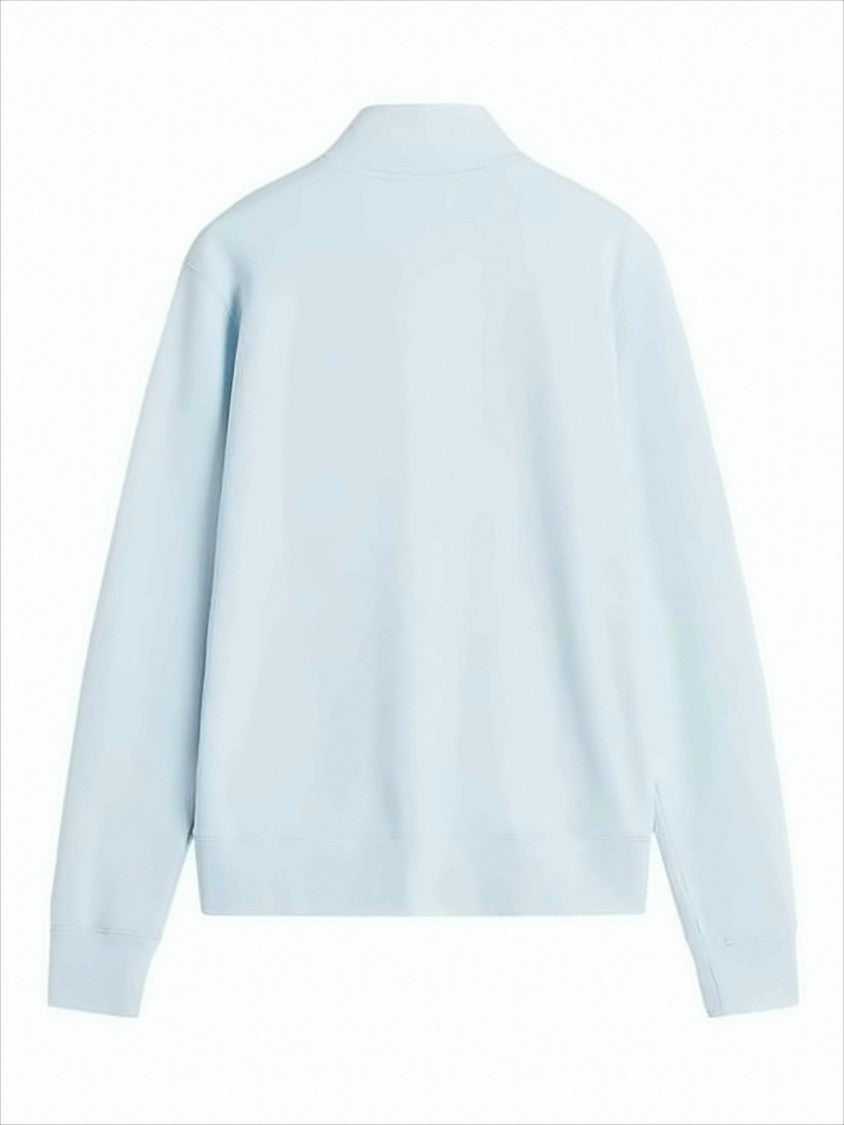 Light Blue High-Collar Sweatshirt With Embroidered Fox Logo
