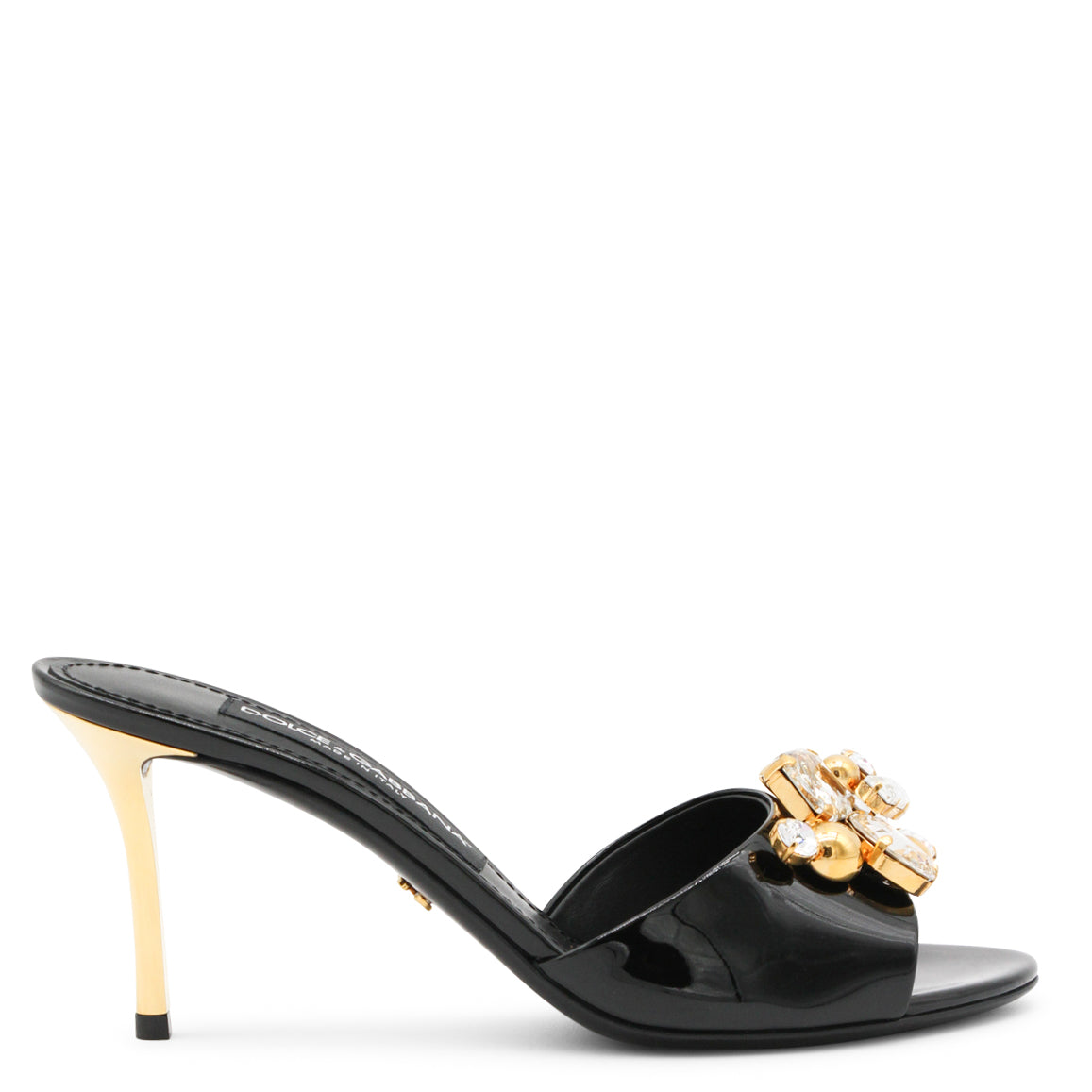 Black Crystal-Detail Sandals