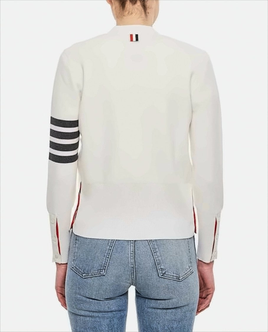 White Merino Wool Cardigan With V-Neckline And Button-Down Front