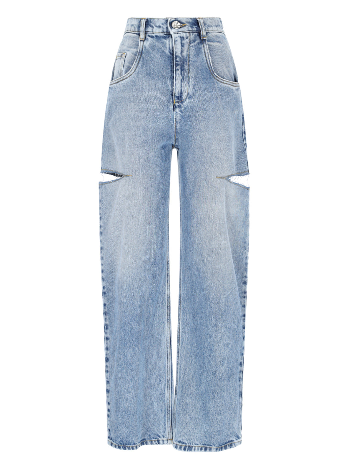 Cut-Out Detail Jeans, In Blue Cotton