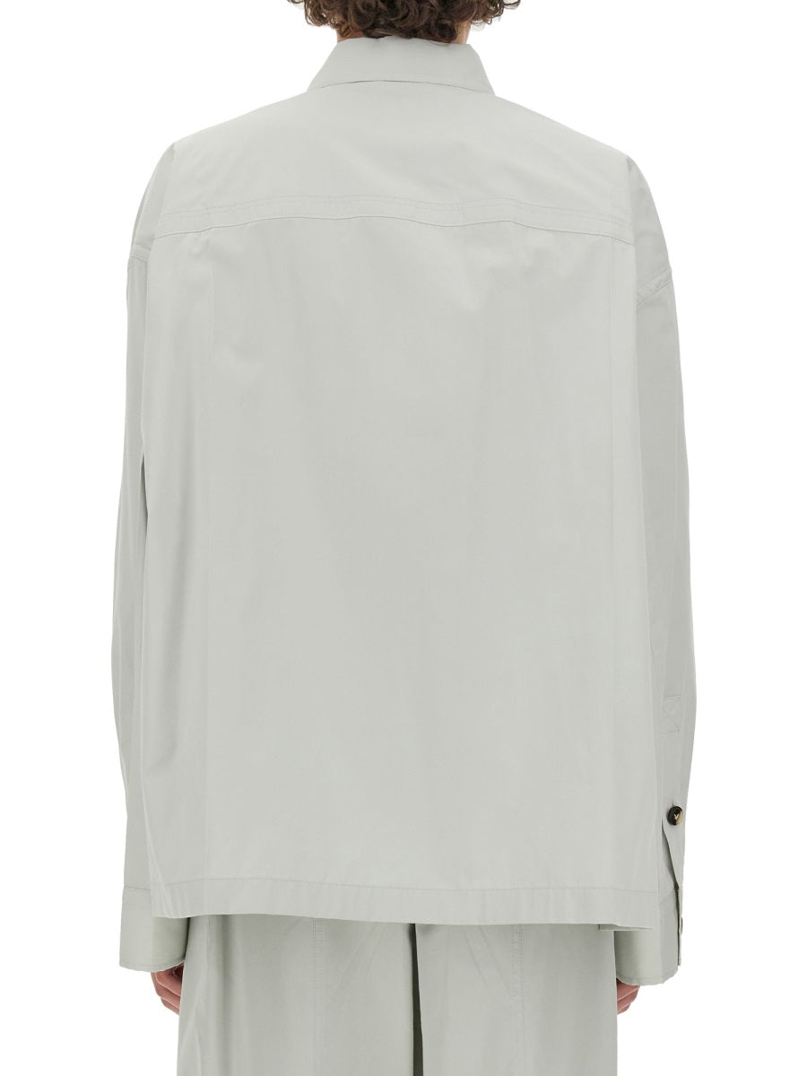 Smooth Tailored Cotton Shirt with Pointed Collar