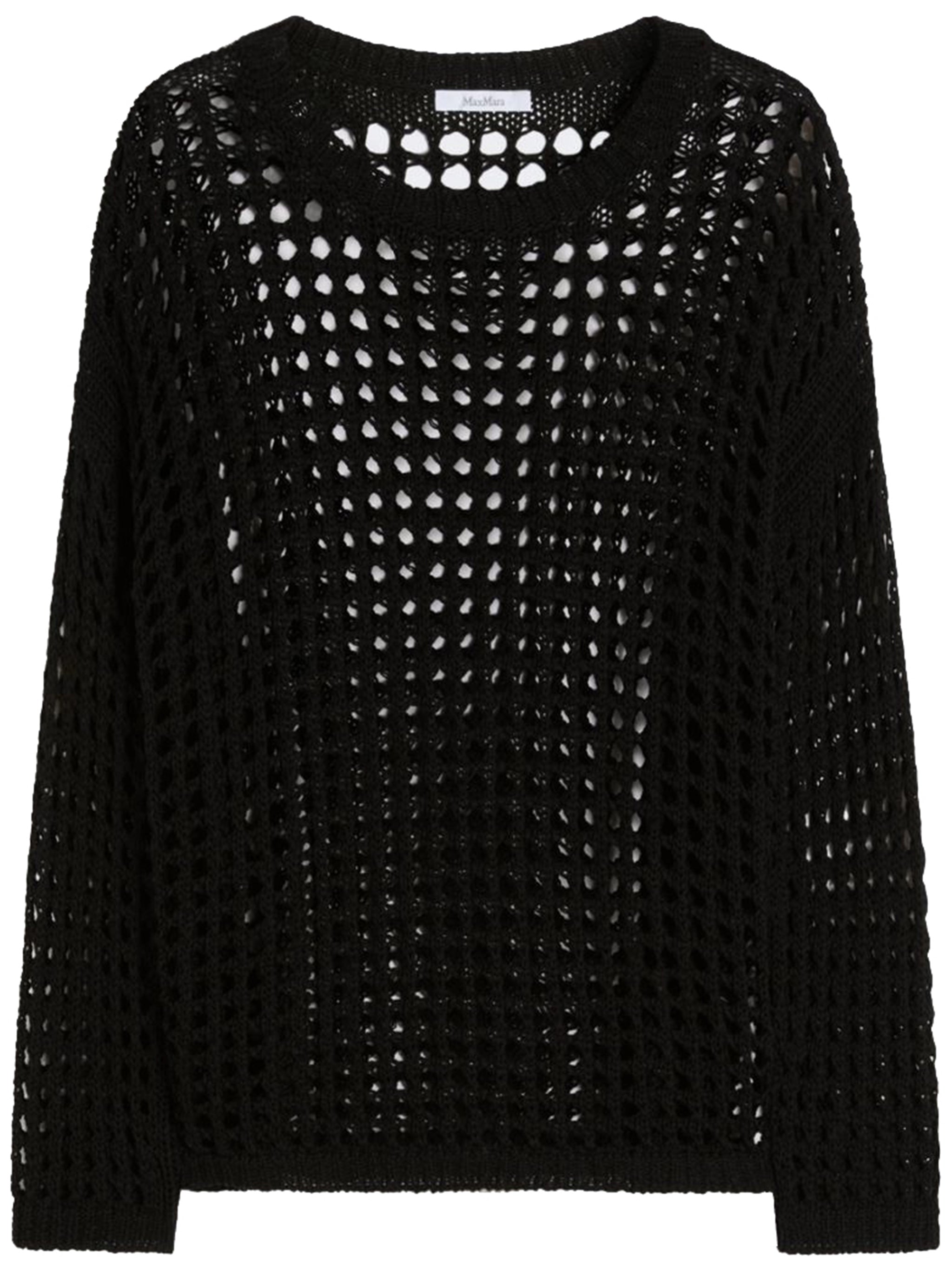 Black Febe Open-Weave Knit Sweater