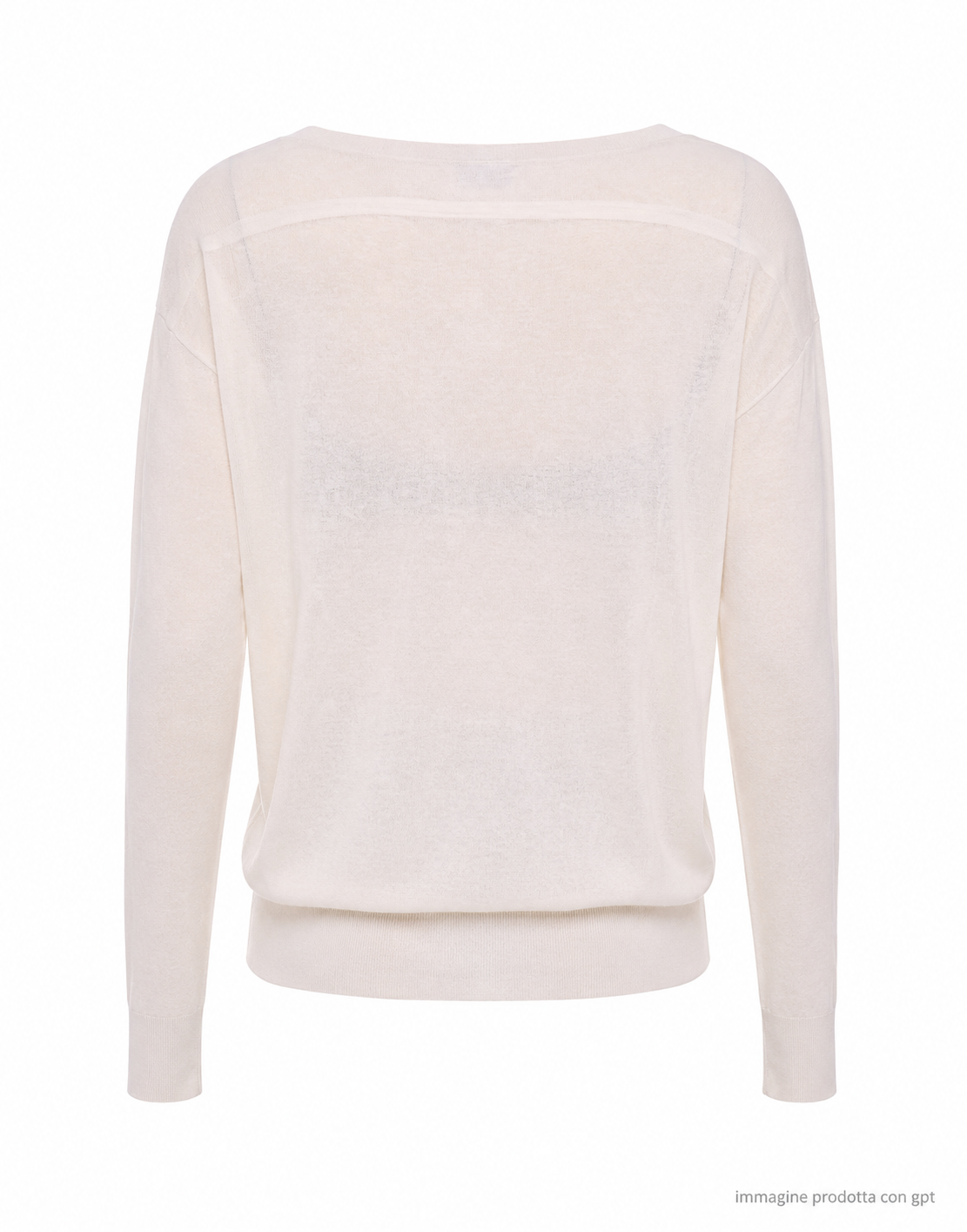 Cream Boat-Neck Silk Linen Blend Sweater