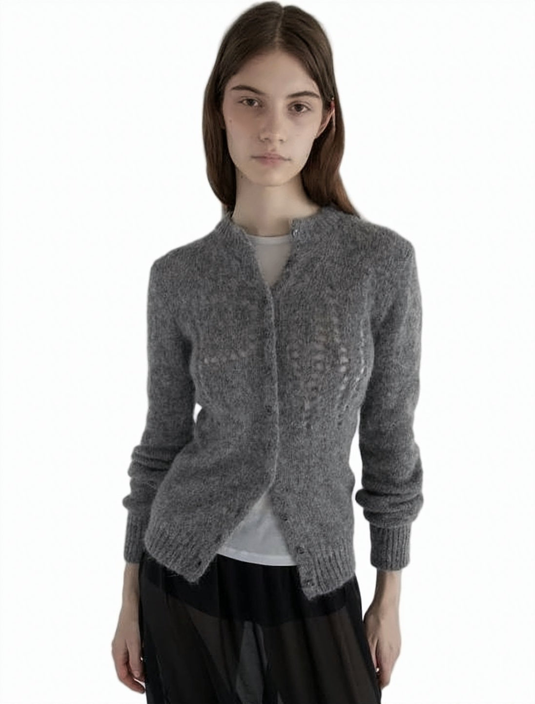 Slightly Loose Grey Alpaca Cardigan