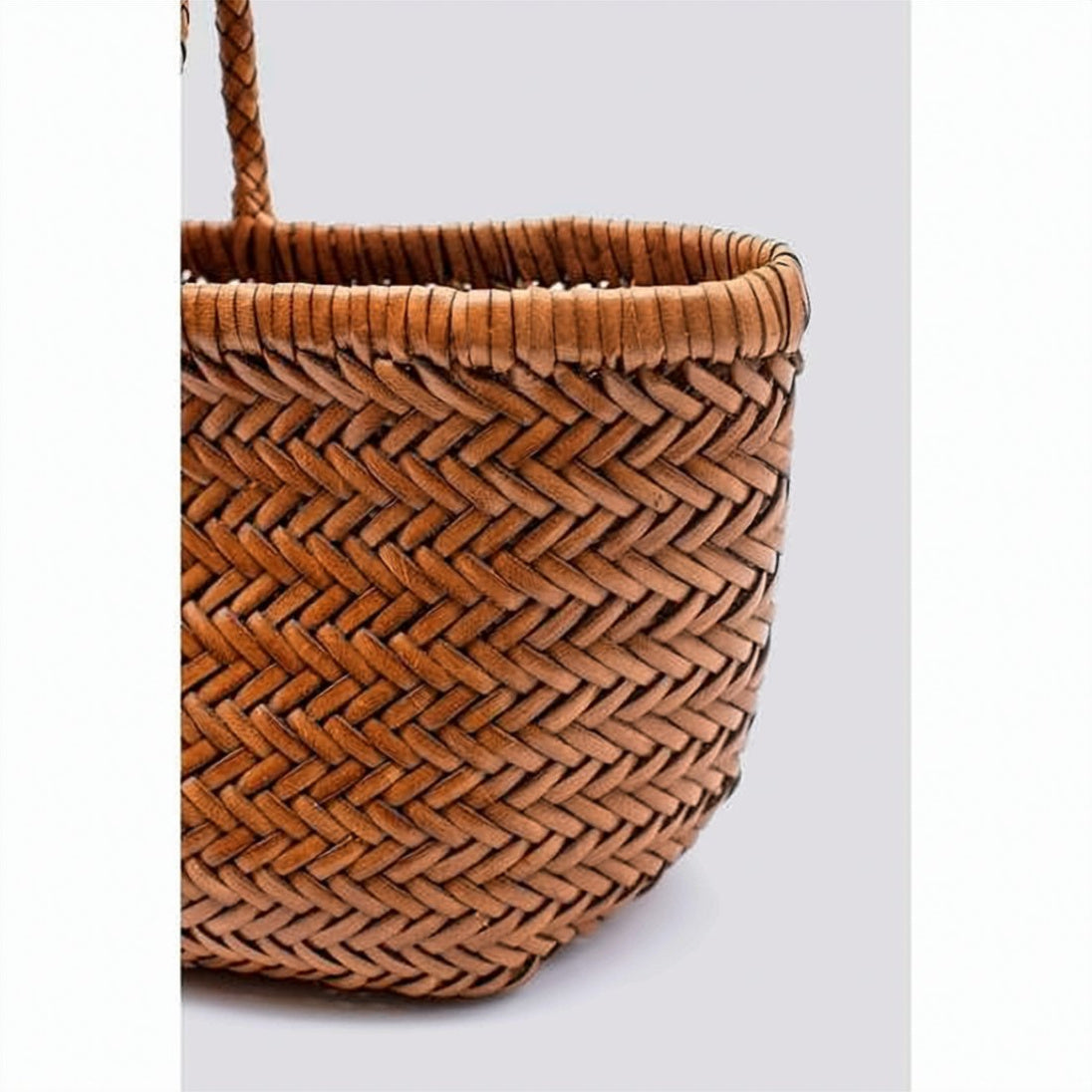 Woven Calf Leather Tote Bag With Braided Handles