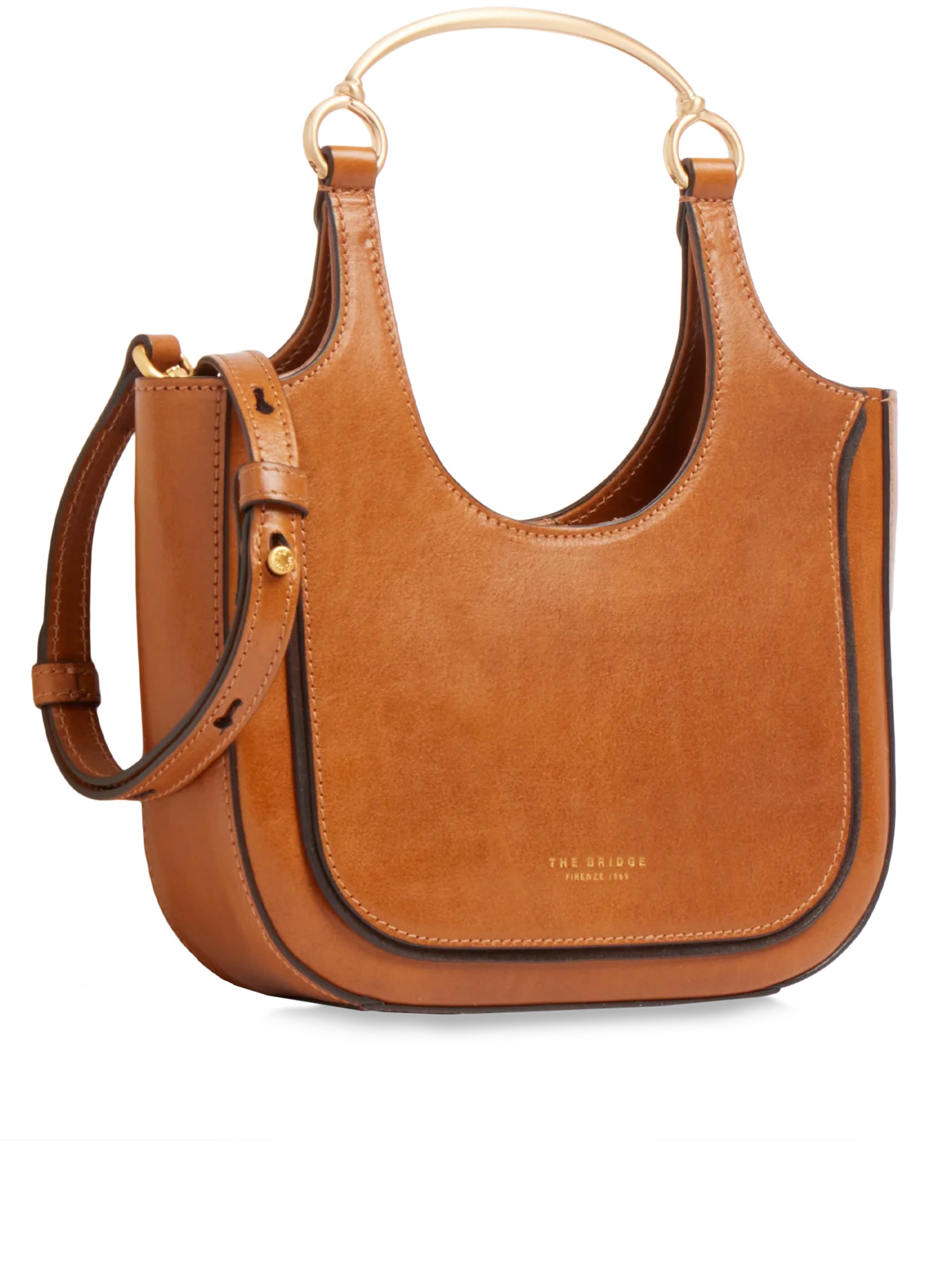 Brown Baby Hobo Structured Leather Shoulder Bag