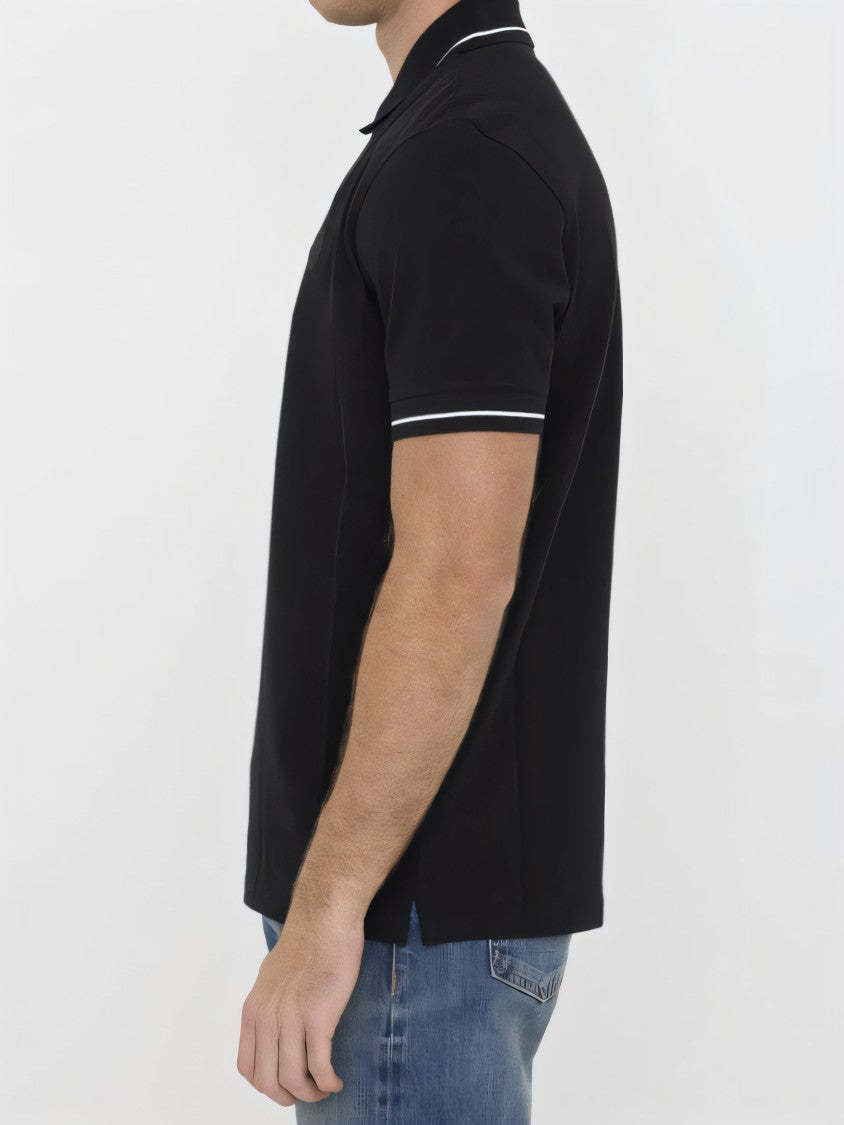 Classic Black Polo Shirt With Contrasting Stripes