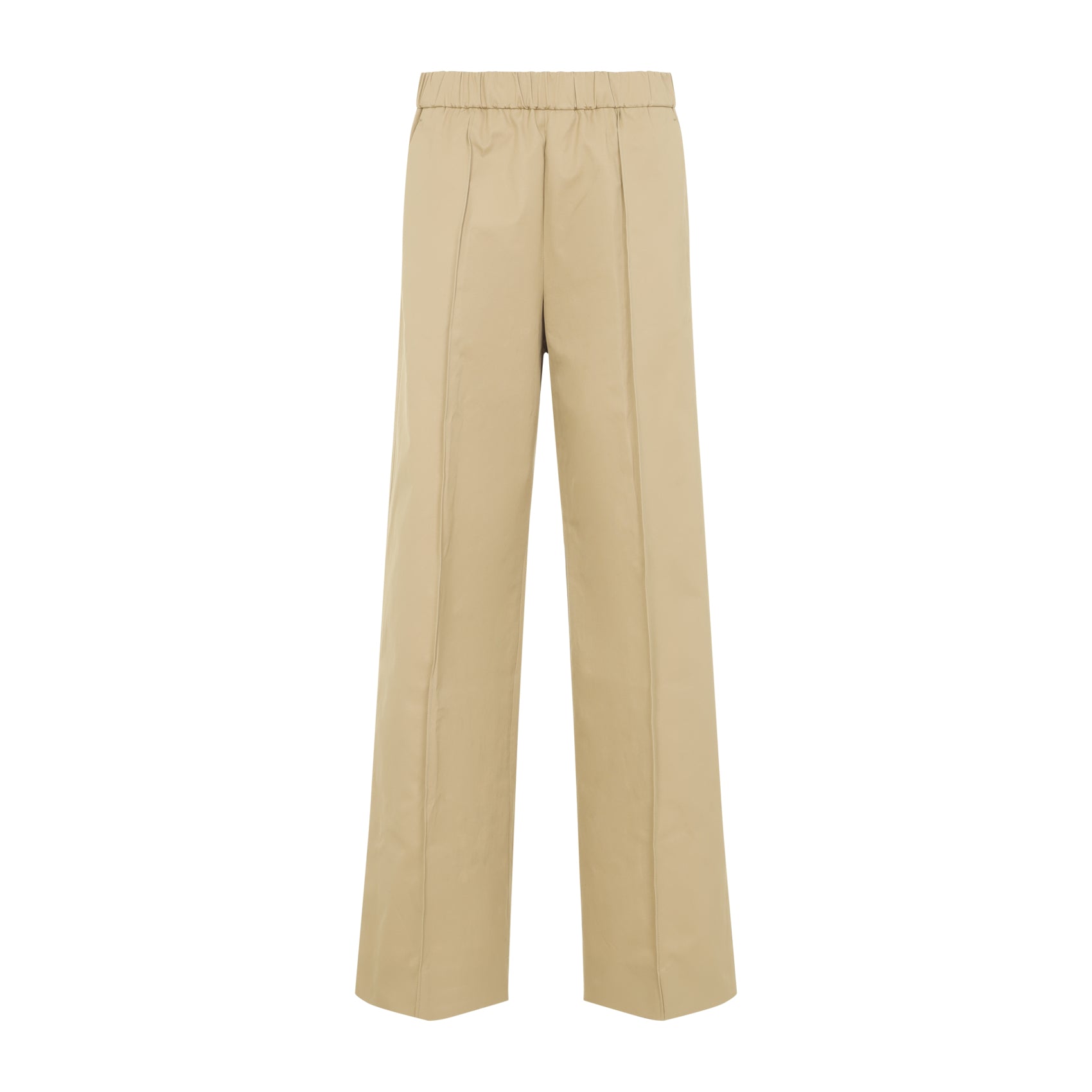 Straight-Leg Trousers With High Elastic Waistband