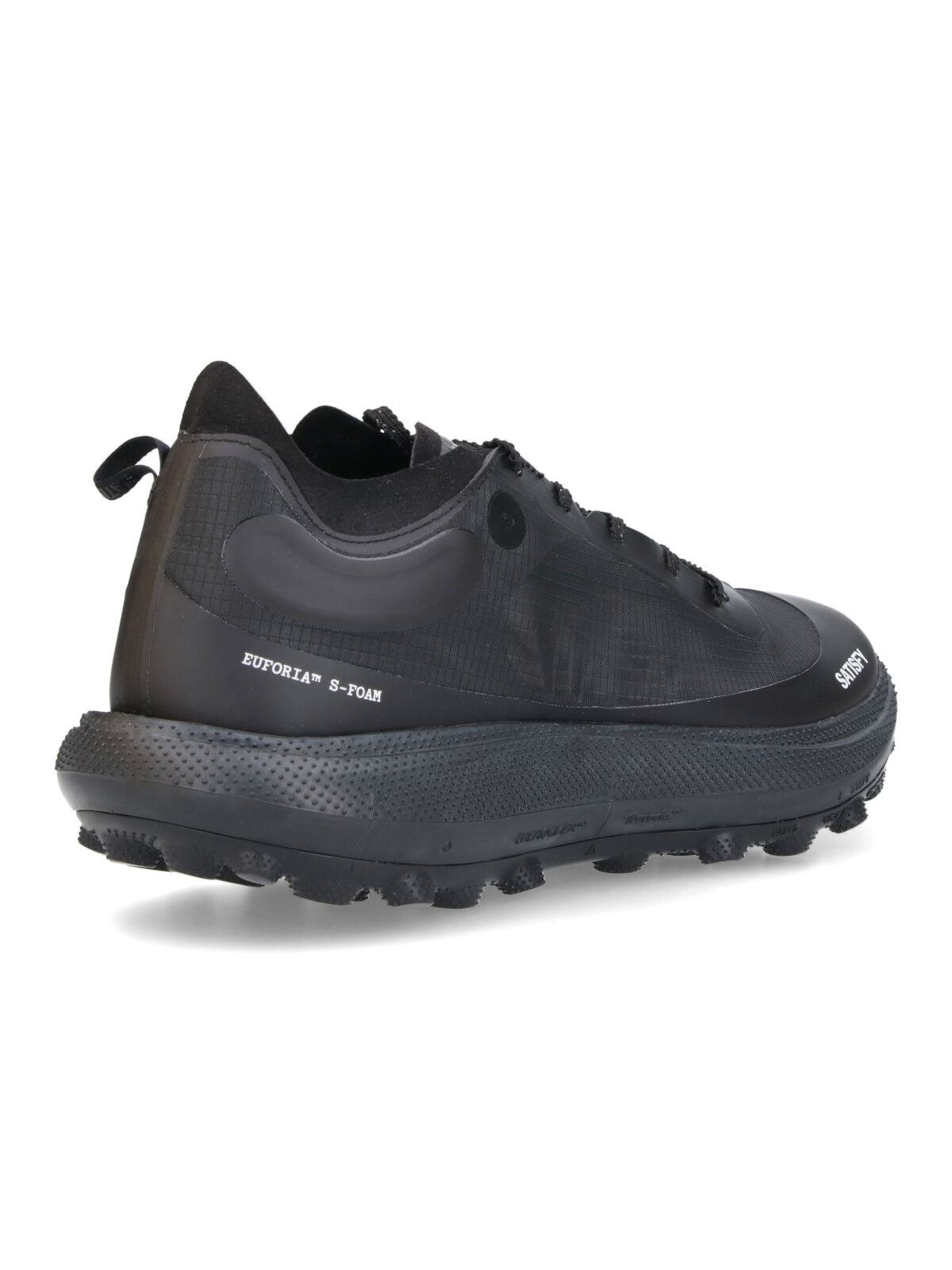 Black Streamlined Semi-Translucent Fabric Sneakers