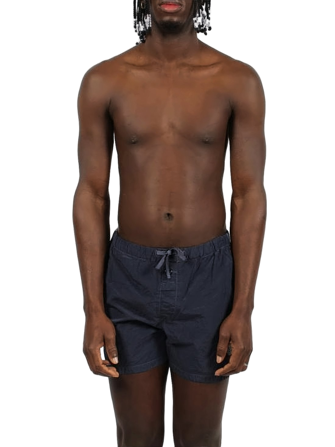 Textured Fabric Swim Shorts with Button