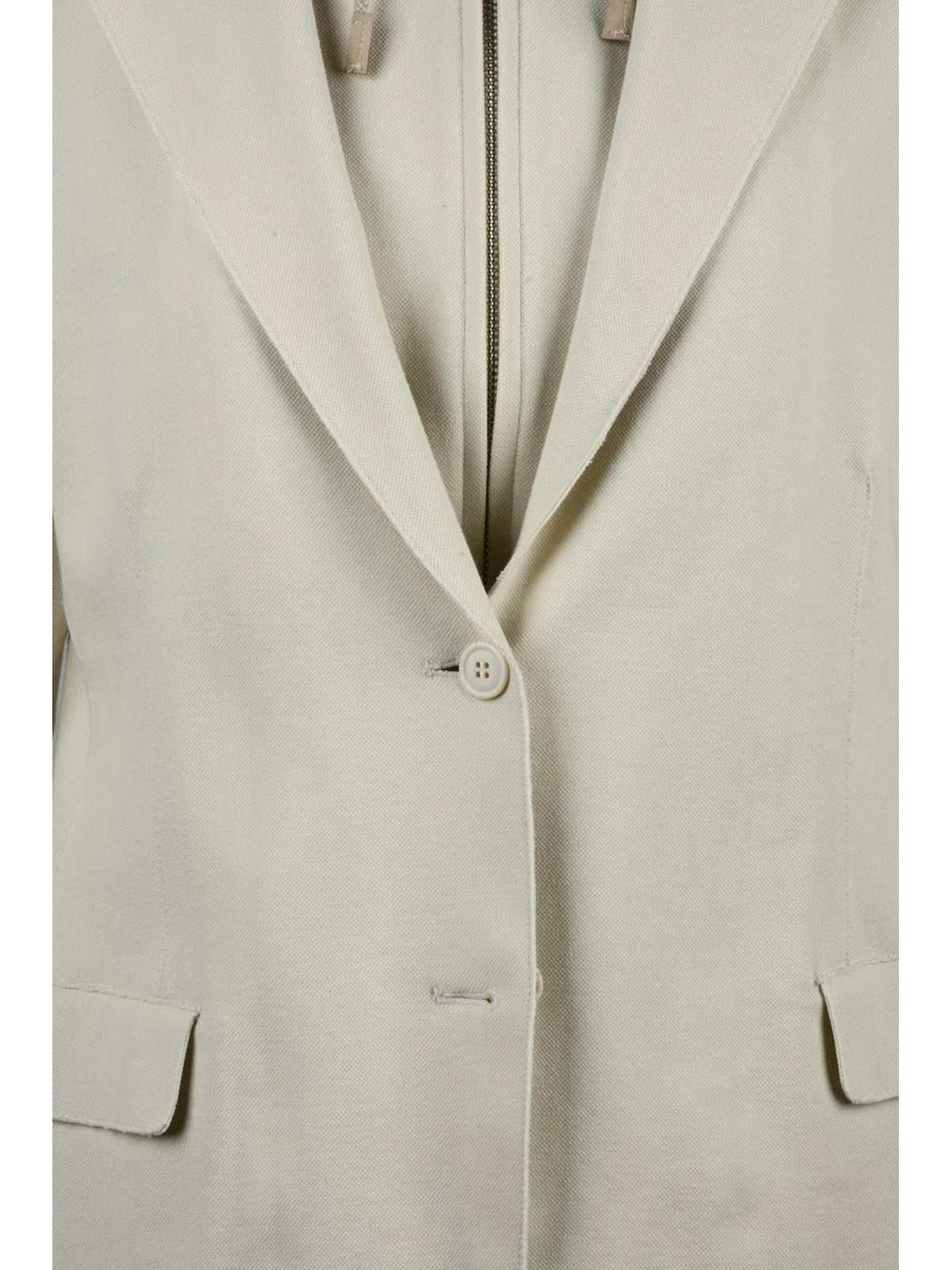 Beige Cotton Polyamide Elastane Women Blazer