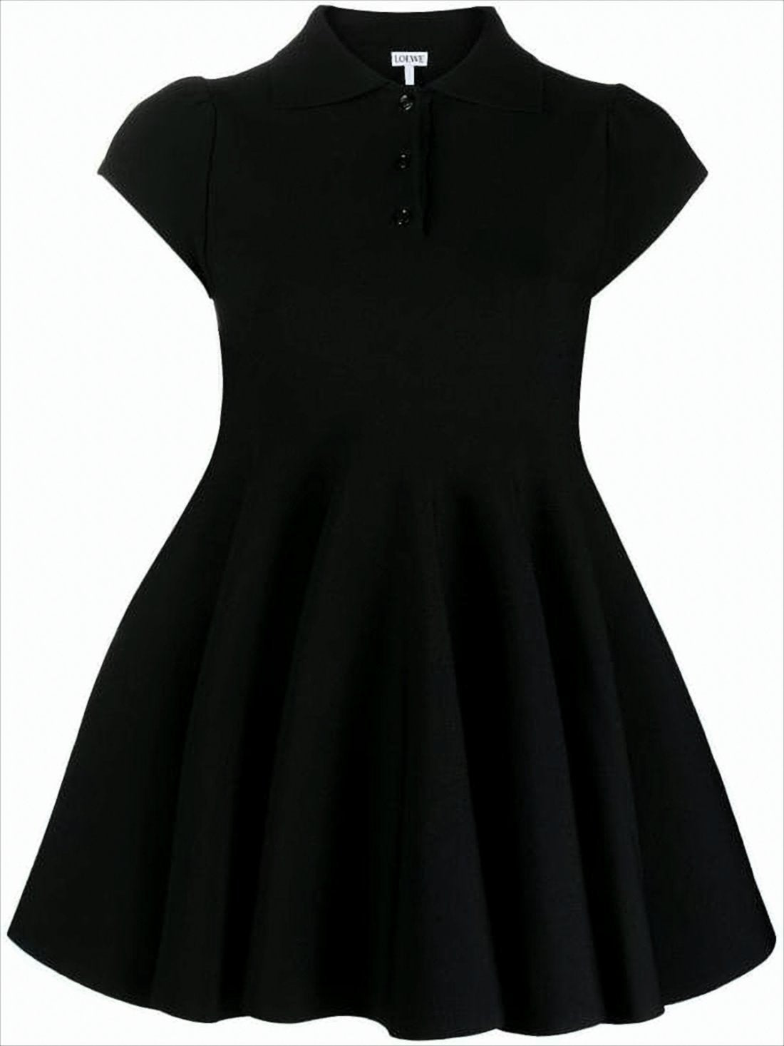Flared Mini Dress with Classic Polo Collar