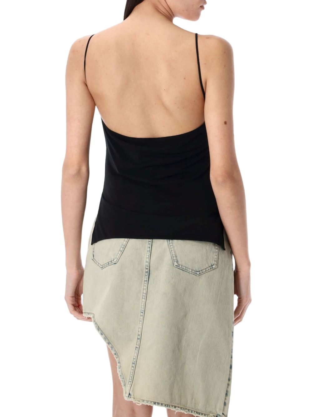 Cowl Neckline Black Tank Top