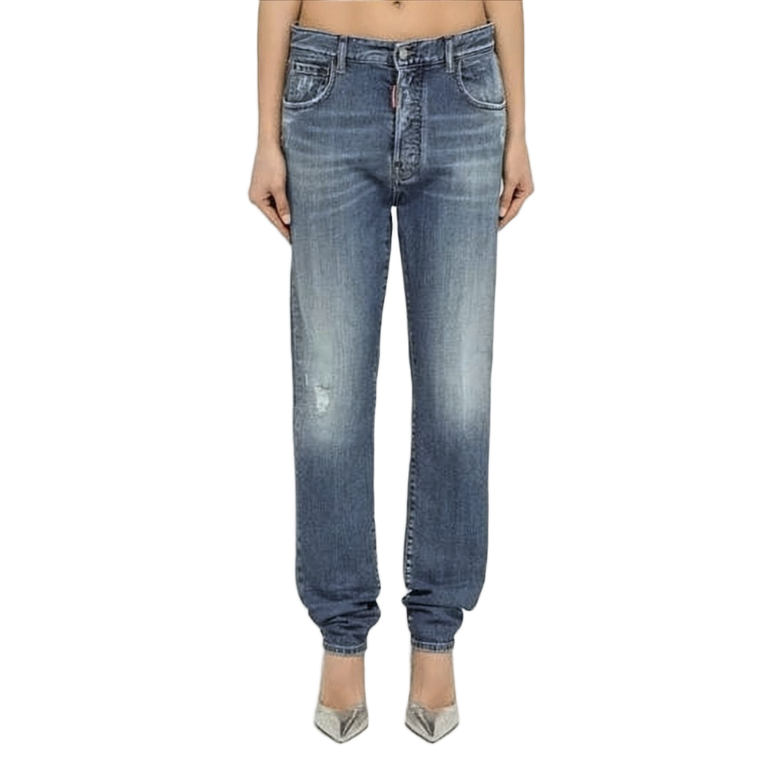 Straight-Leg Denim Pants with Subtle Fading