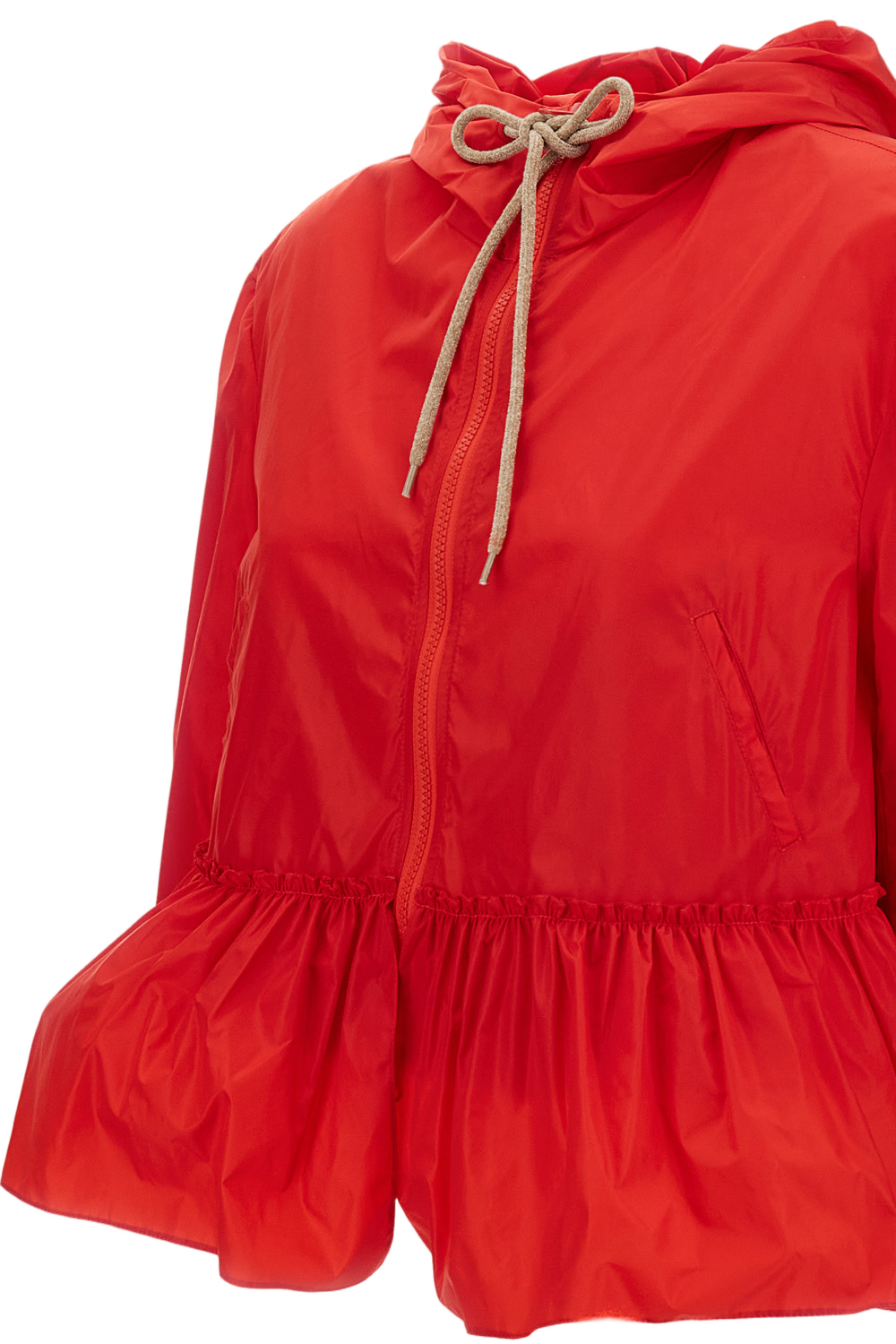 Bungee-Style Drawstring Jacket with Pleating Details