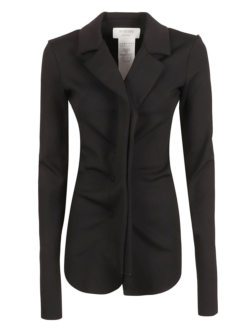 Fitted Black Jacket With Notched Collar