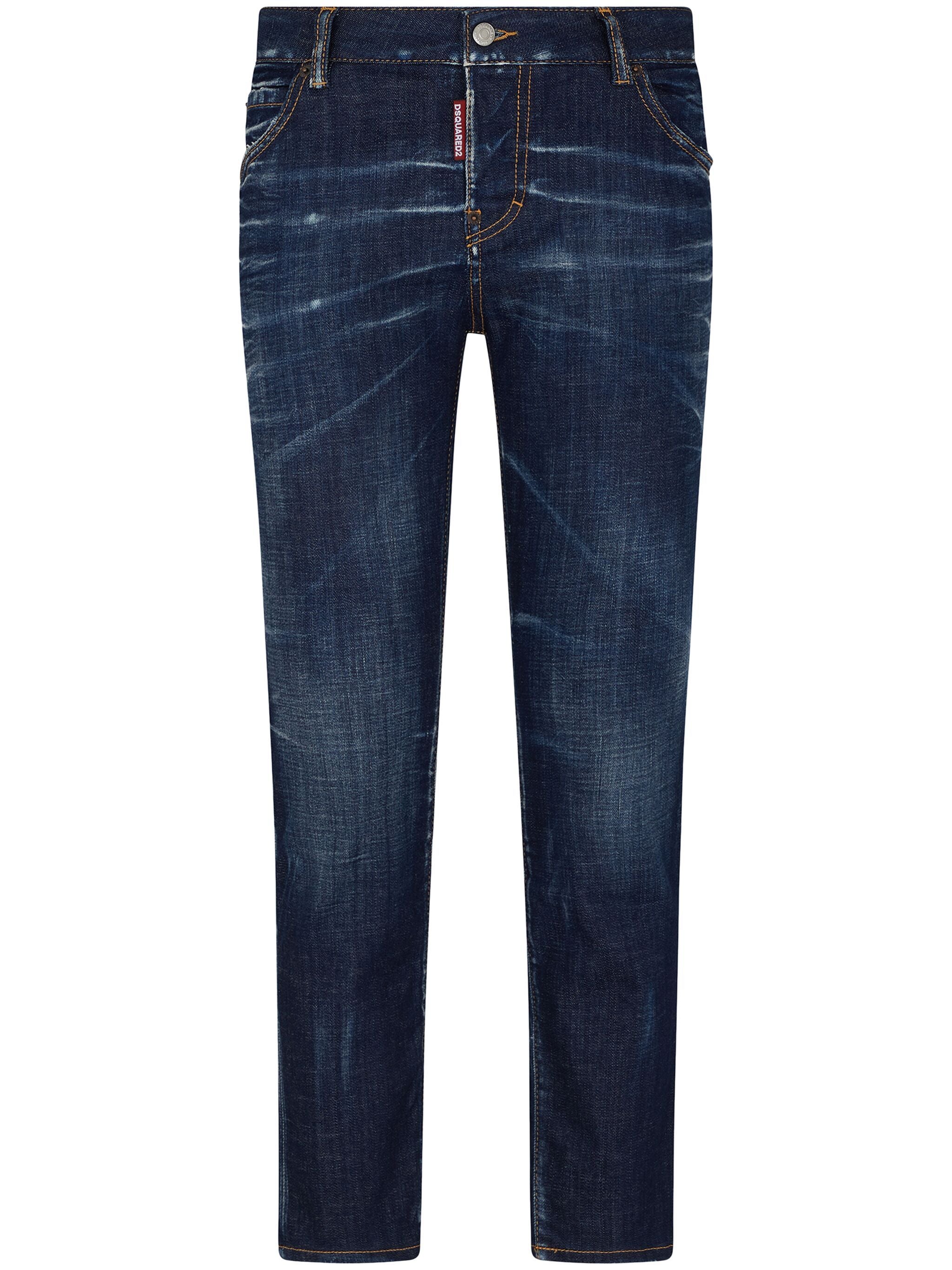 Dark Blue Slim-Fit Cotton Blend Jeans