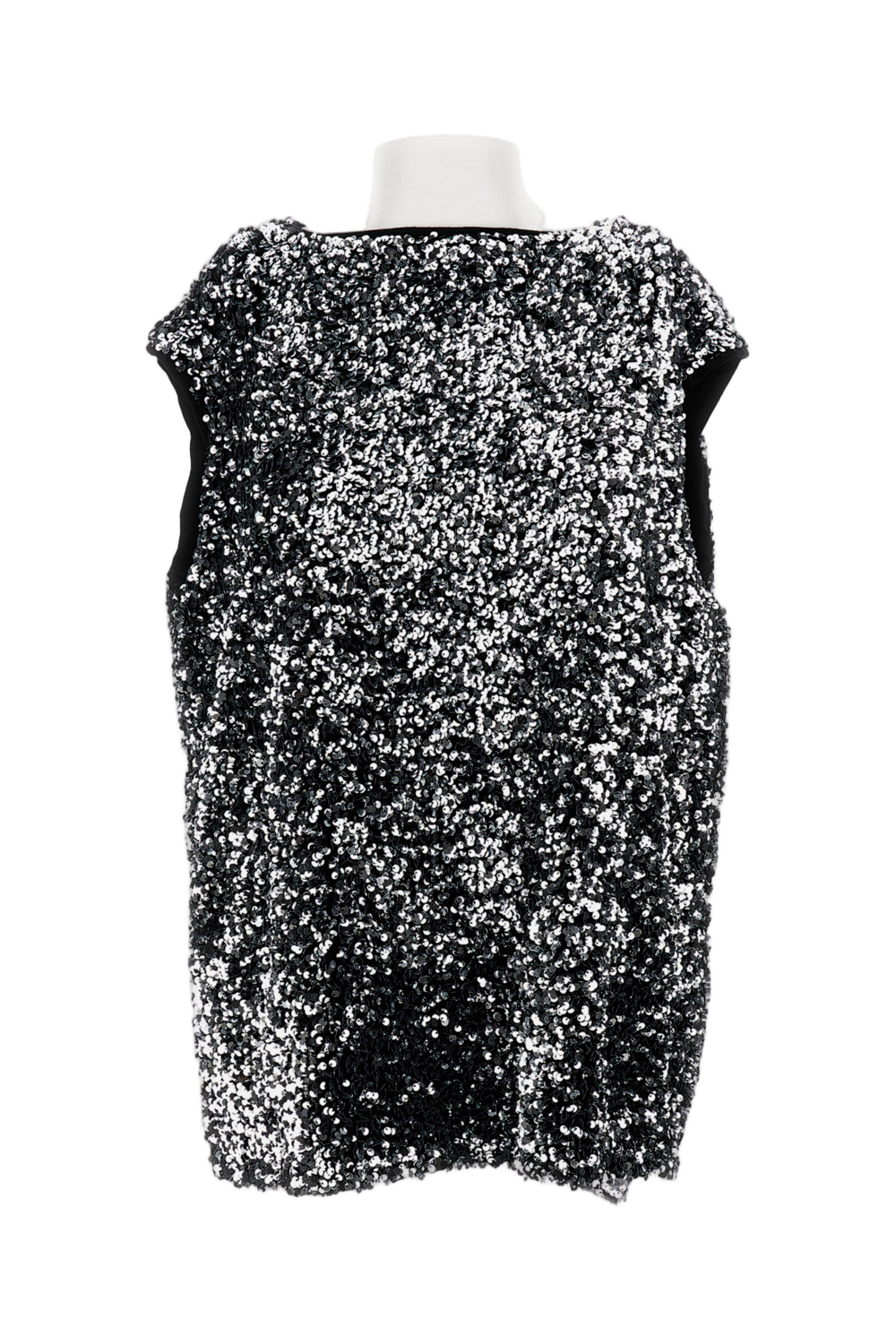 Oversized Sleeveless Top With Silver Sequin Detail