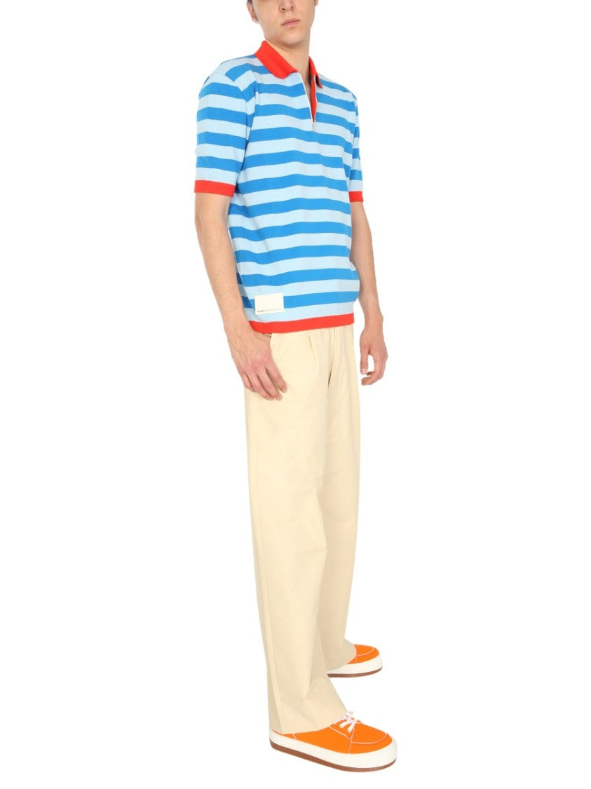 Horizontal Striped Knitted Polo