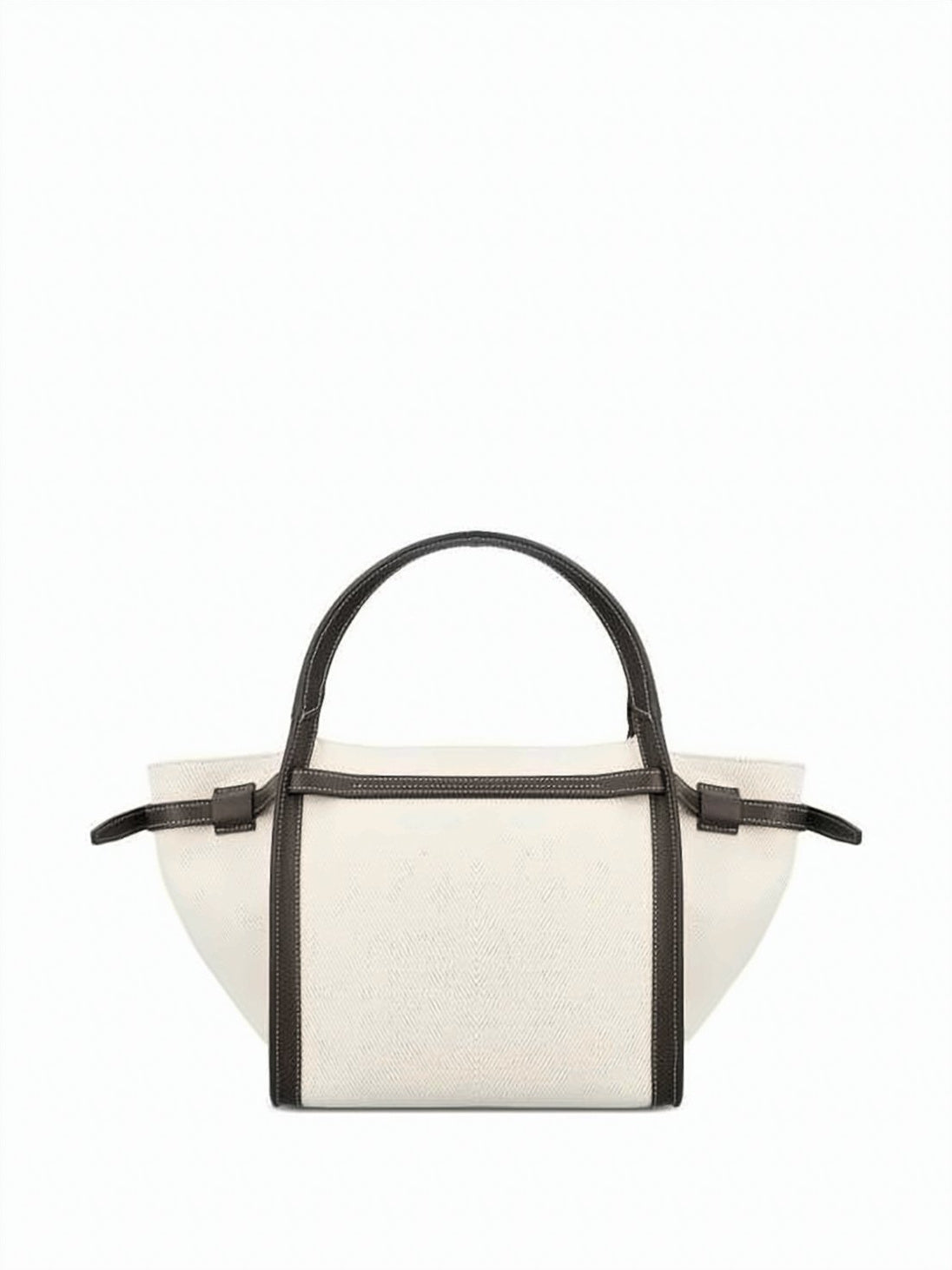 Cream Linen and Leather Shoulder Bag