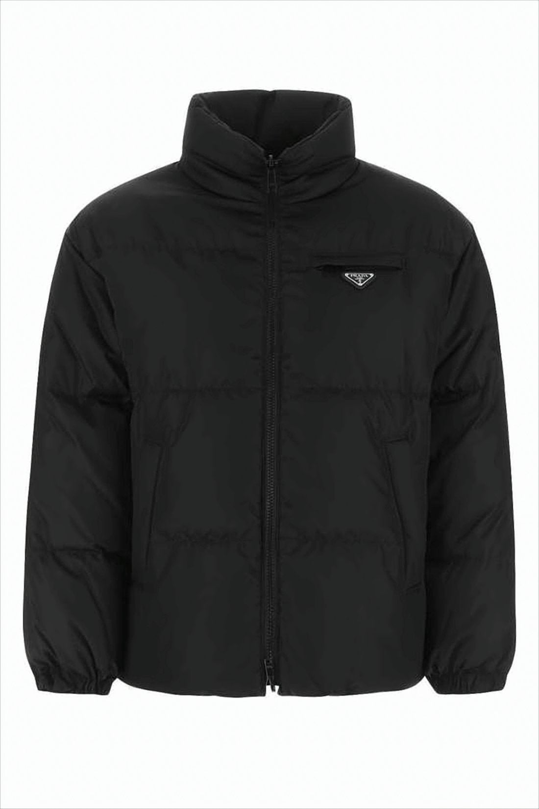 Padded Black Jacket with High Collar