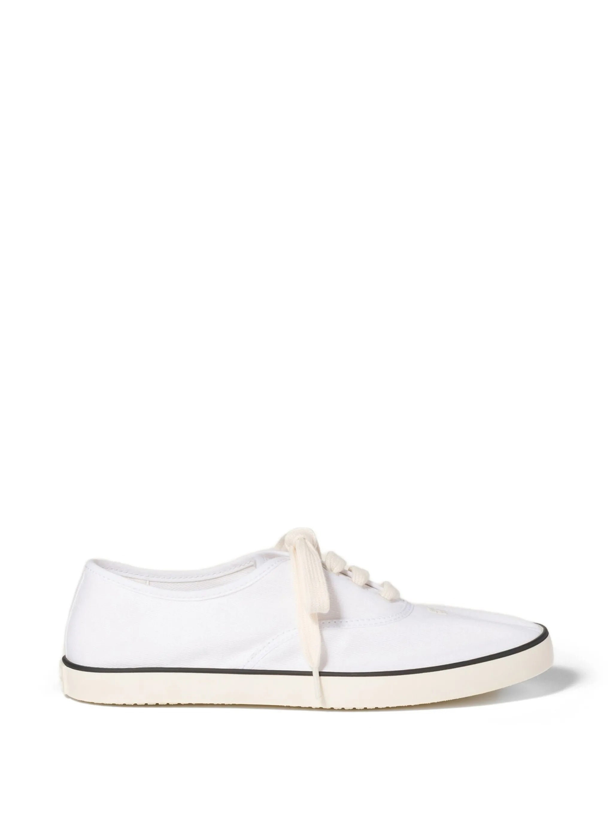 White Minimalist Low-Top Smooth Canvas Sneakers