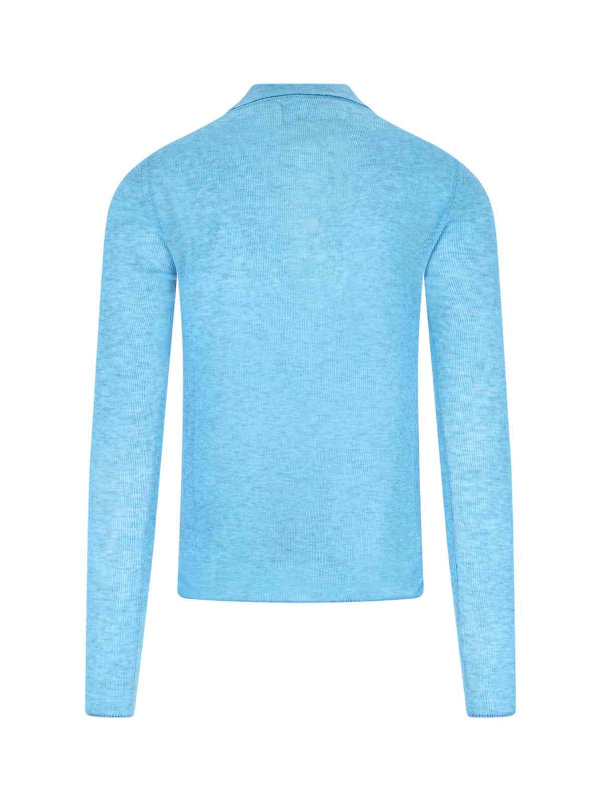 Heathered Blue Long Sleeve Polo Shirt
