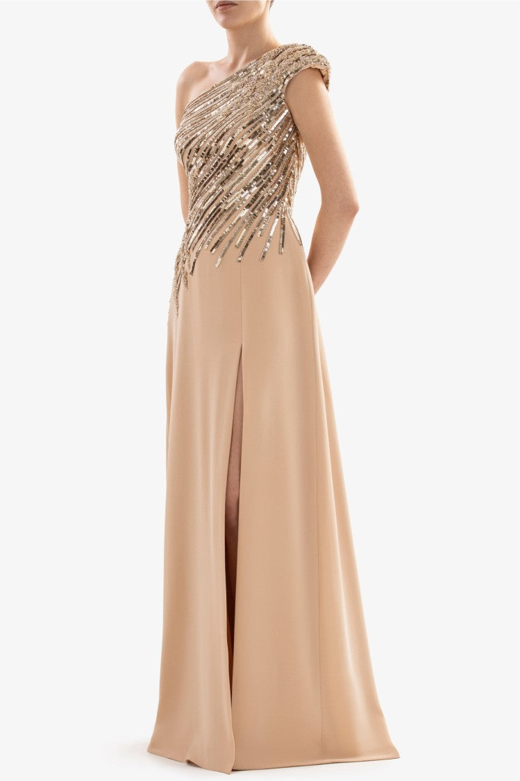 One Shoulder Sequin Long Dress