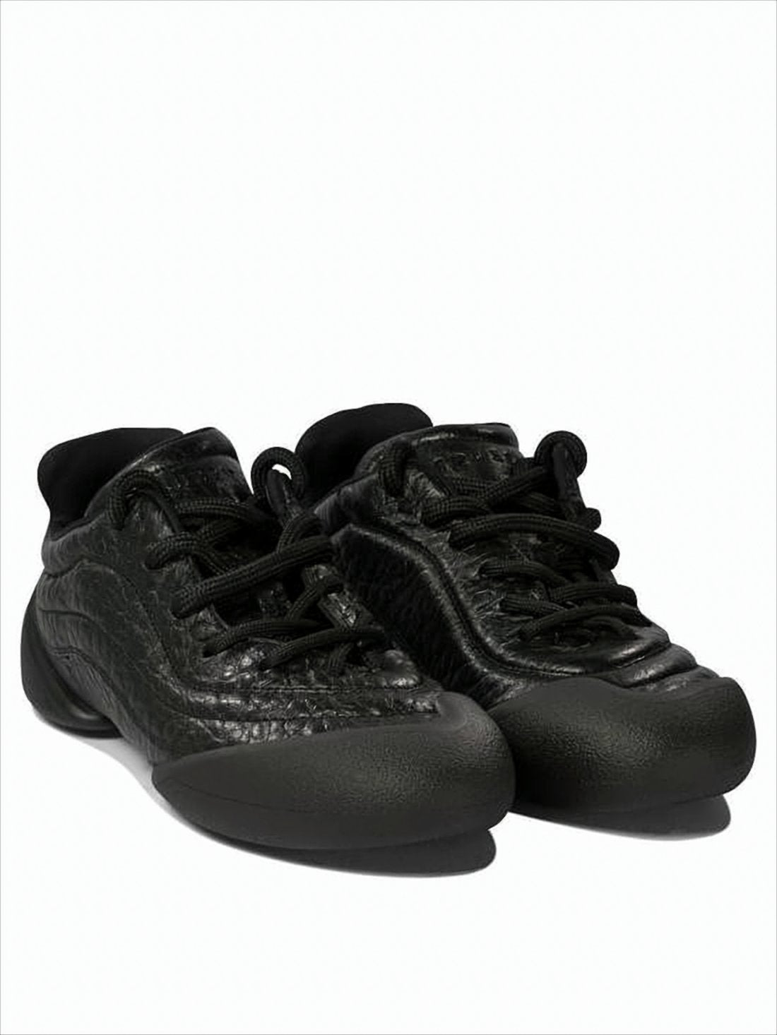 Textured Leather Sneakers with Sculpted Rubber Sole