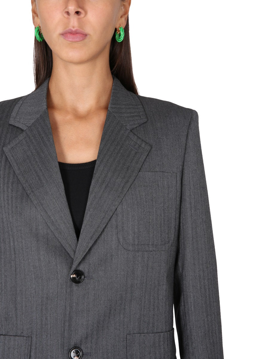 Textured Chevron Pattern Wool Jacket