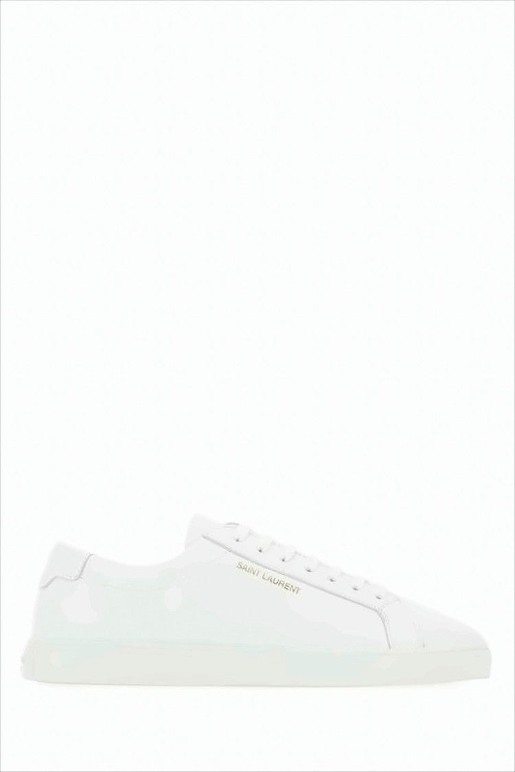 Minimalist Low-Top Leather Sneakers with Gold Branding