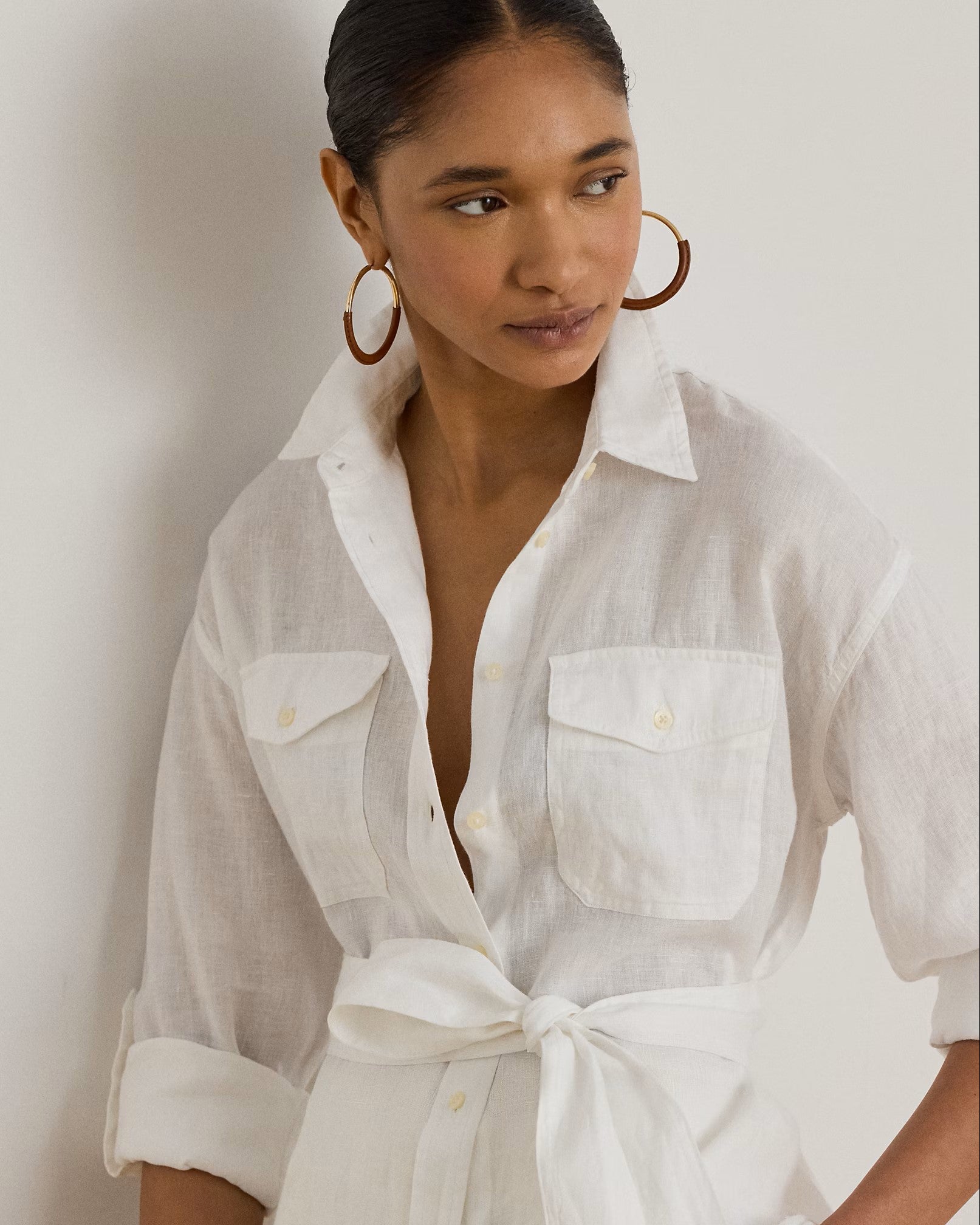 White Tissue Linen Button Shirt