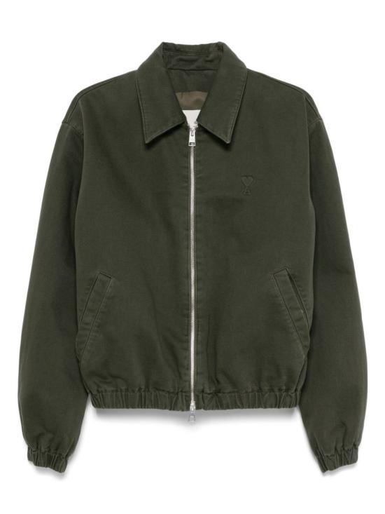 Cropped Green Bomber Jacket with Minimalist Design