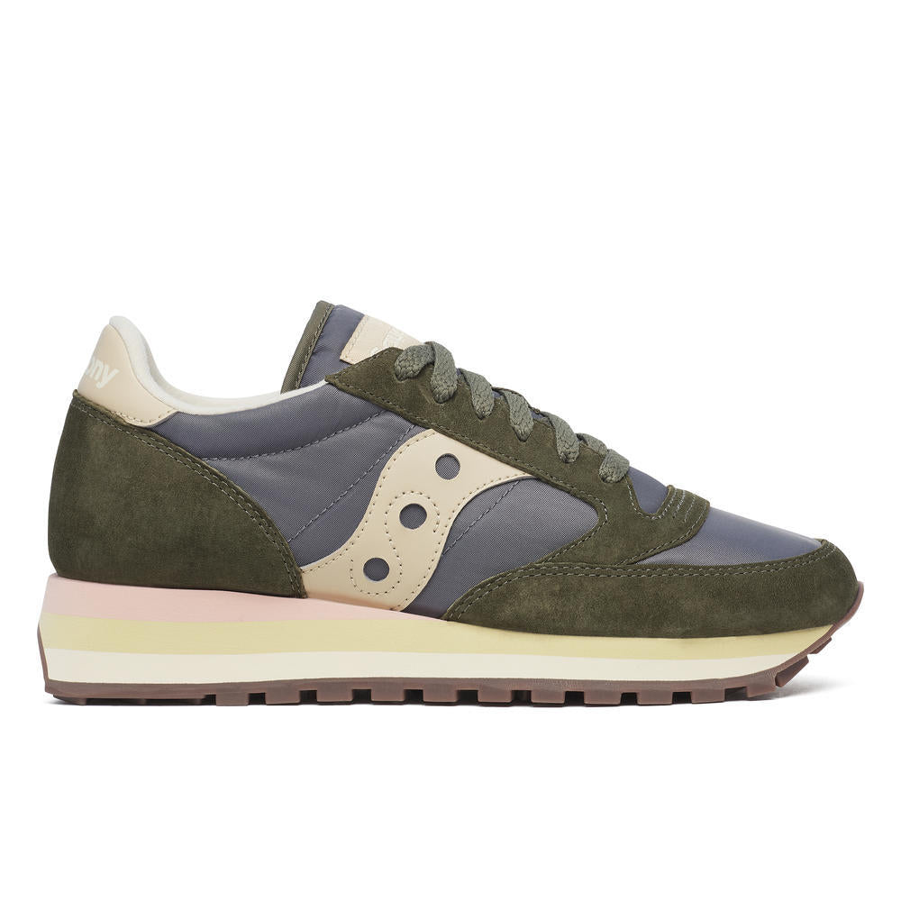 Olive Green Suede and Fabric Sneakers