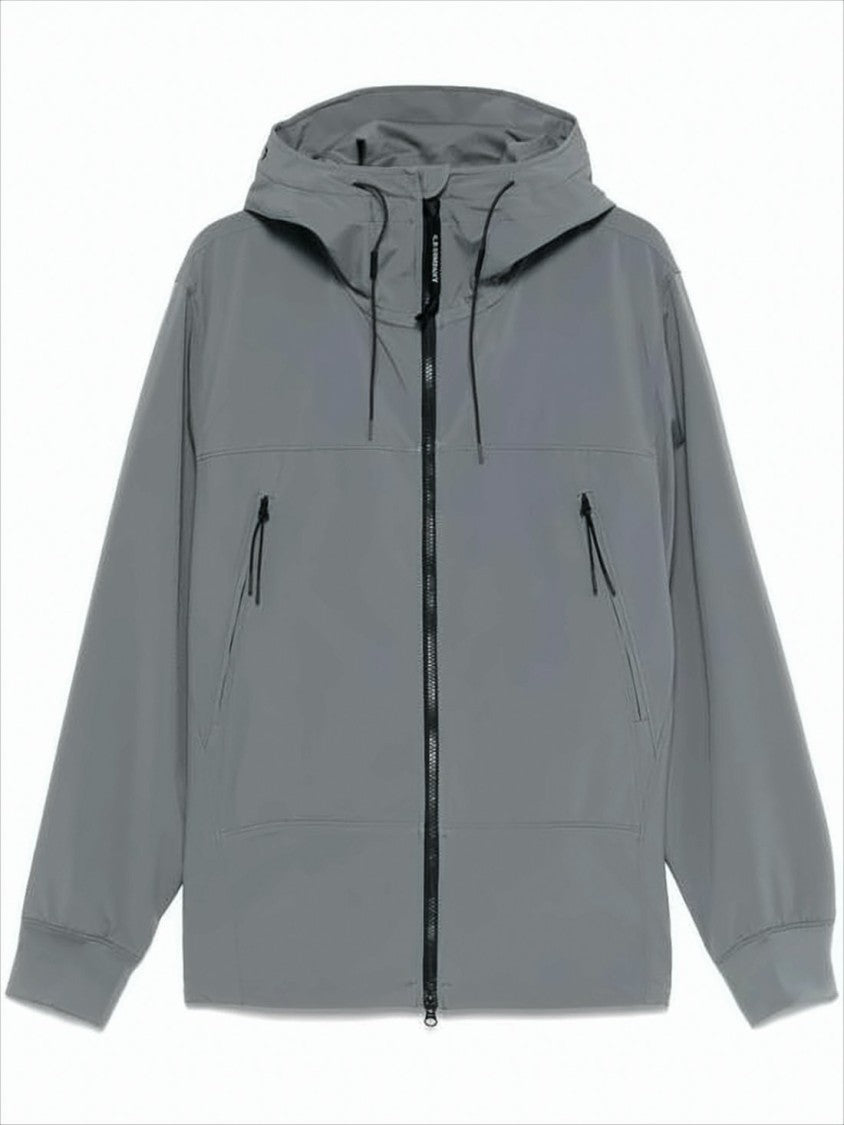Minimalist Grey Zip Closure Jacket with Adjustable Hood