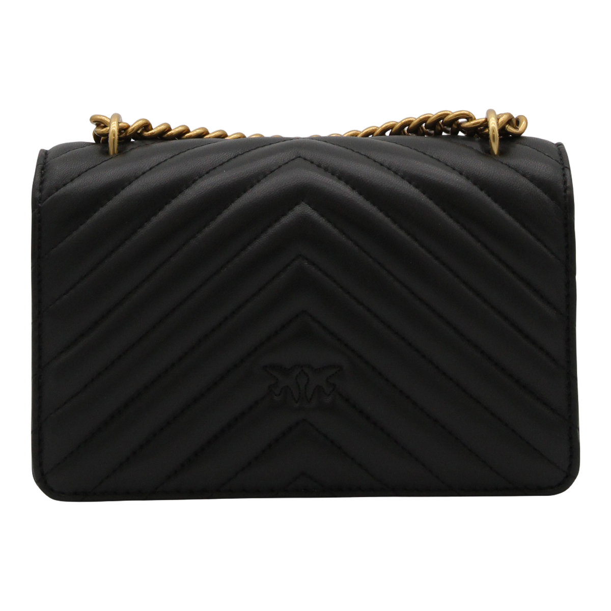 Quilted Black Bag with Gold-tone Clasp