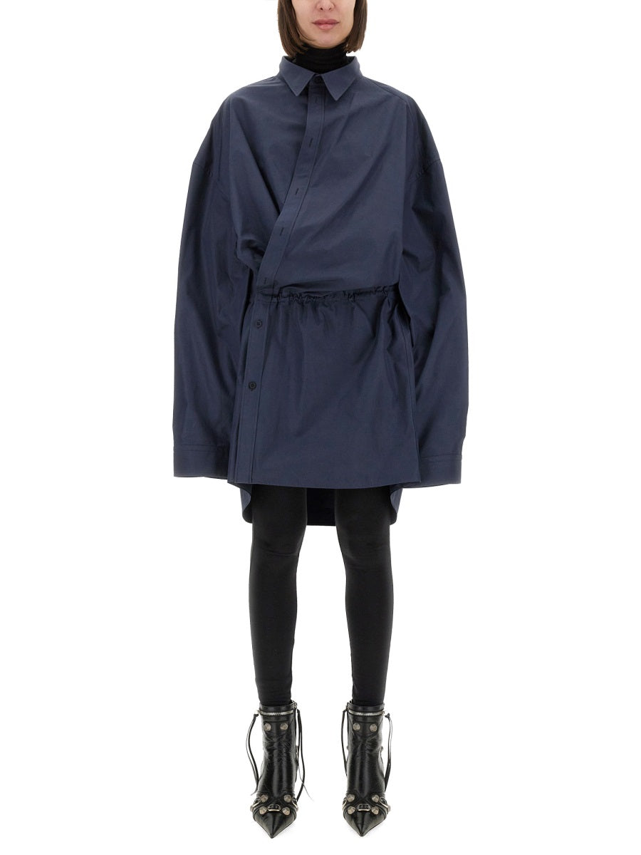 Shirt-Style Mini Dress with Classic Collar