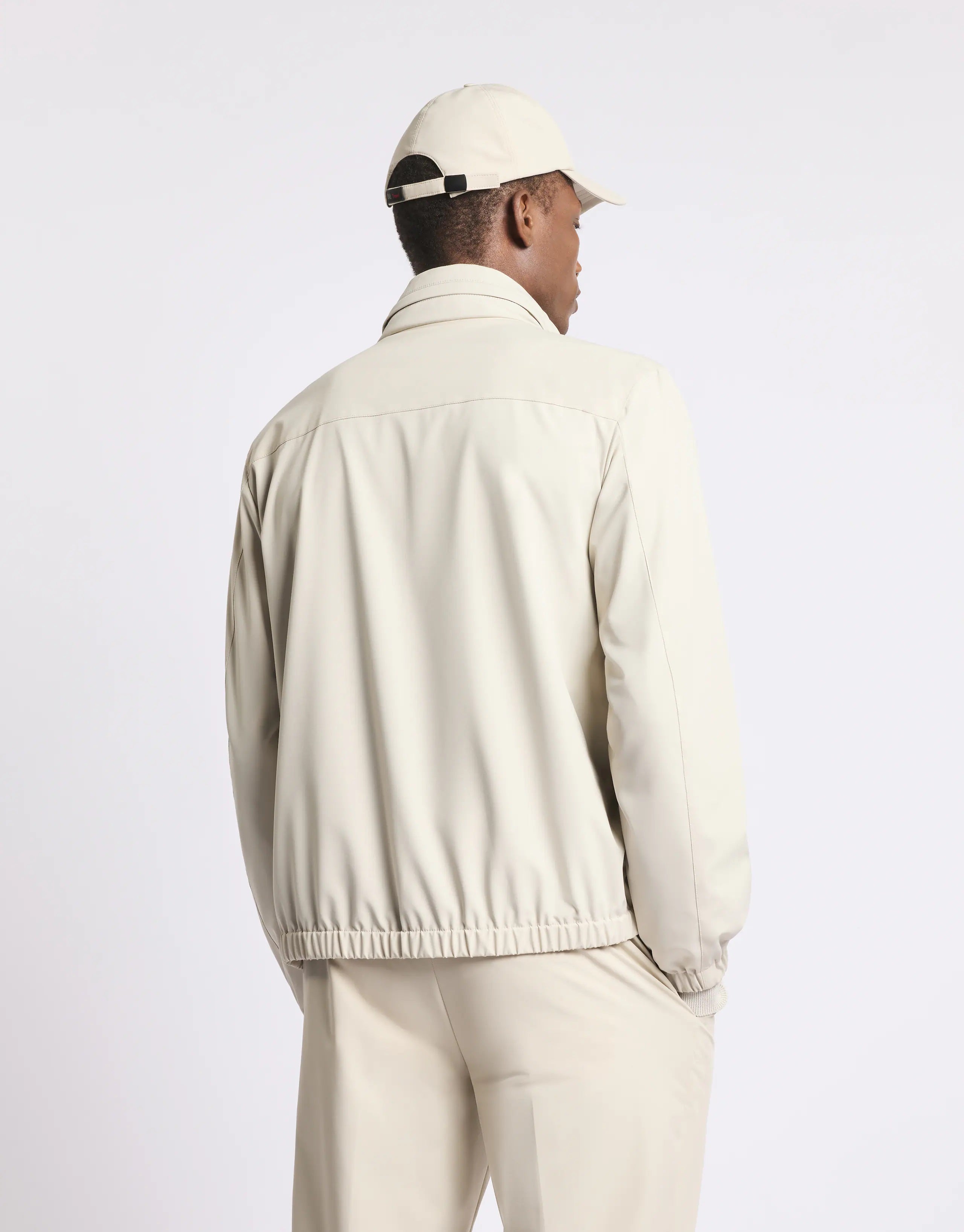 Tailored High-Collar Travel Jacket with Concealed Closure