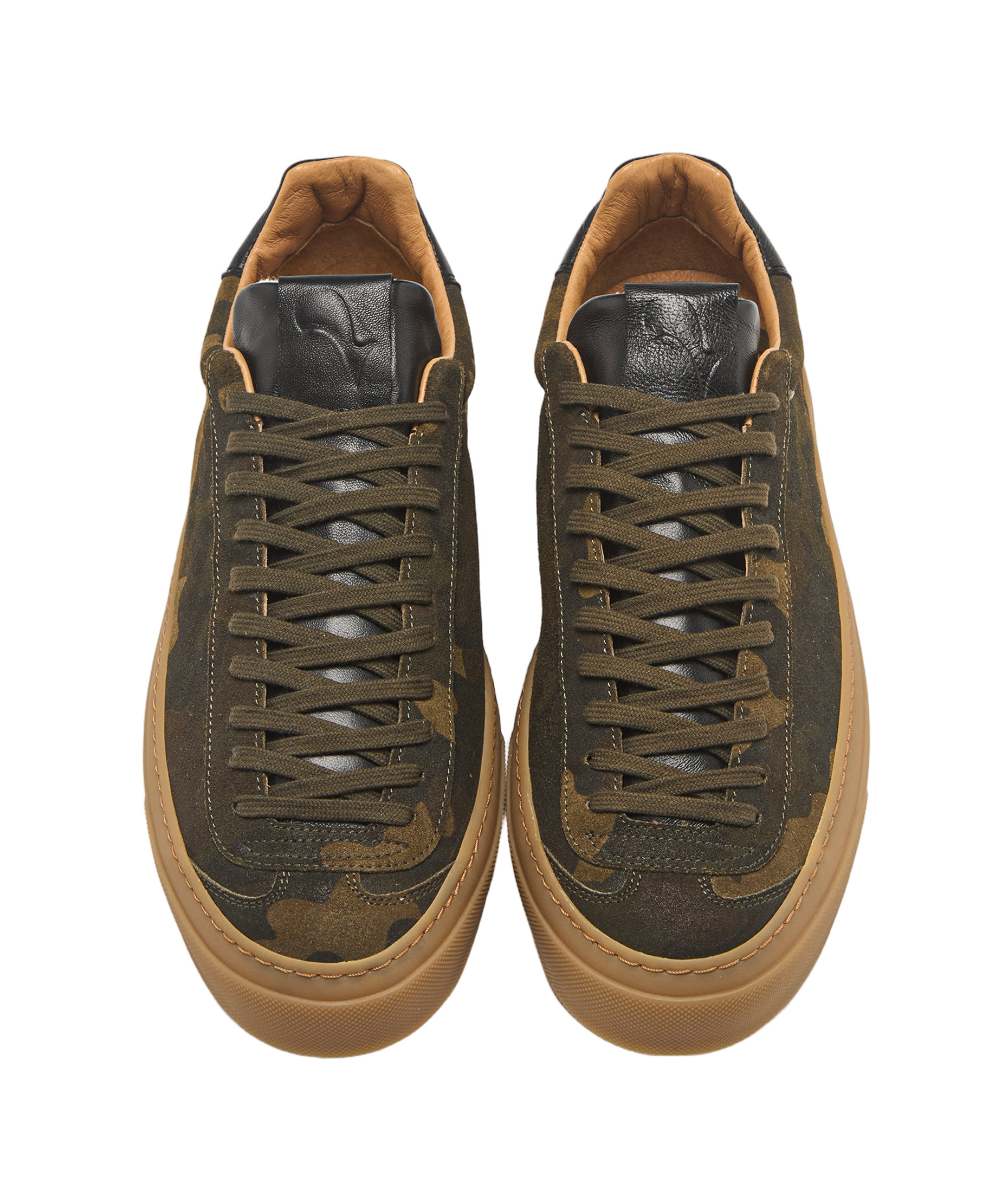 Camouflage Suede And Leather Sneakers