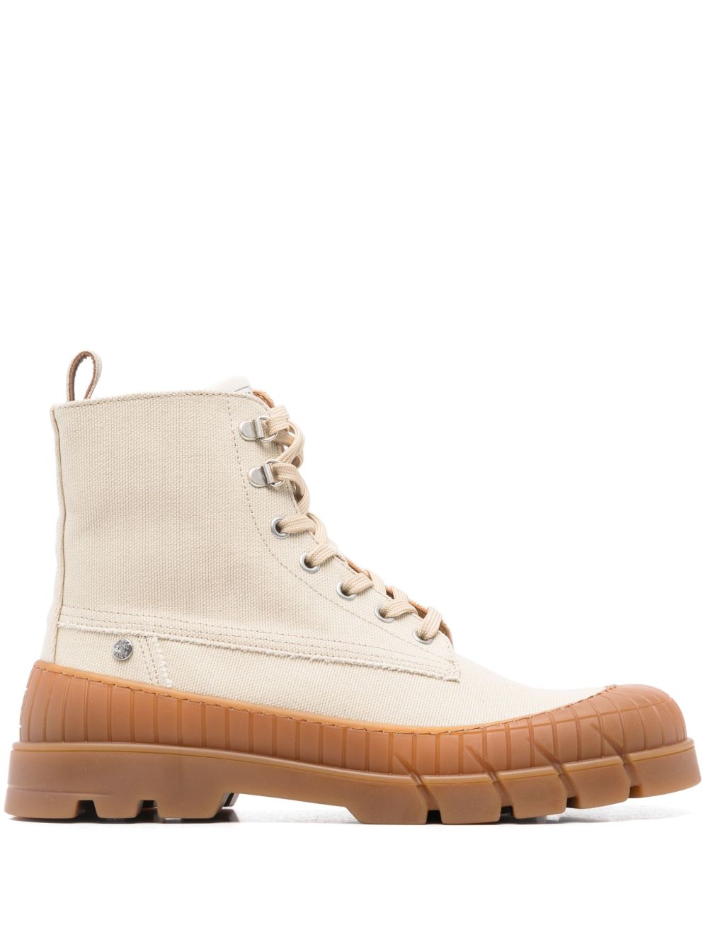 Front Lace-Up and Side Zip Light Beige Boots