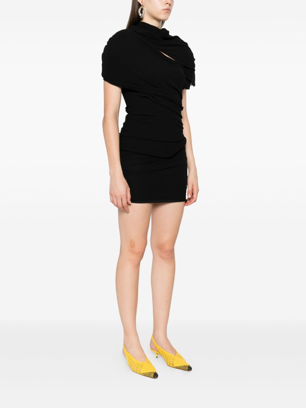 Draped Black Mini Dress