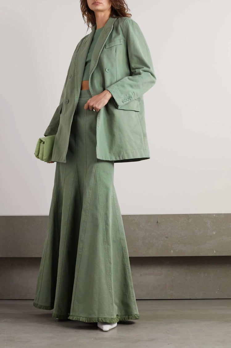 Double-Breasted Tailored Coat with Notched Lapel
